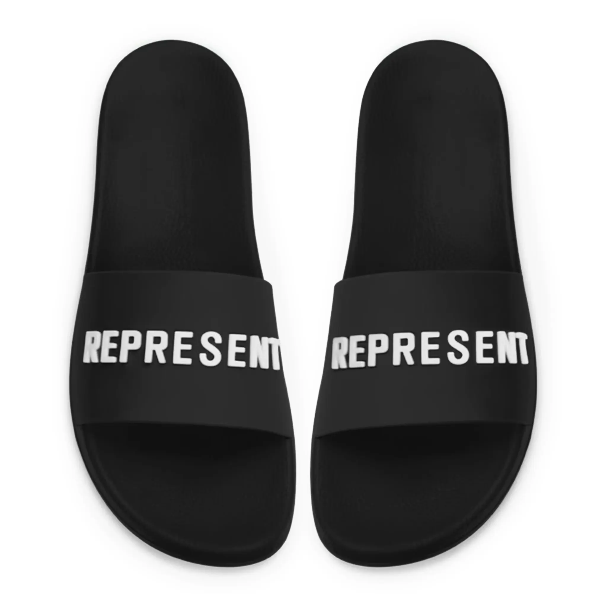 Represent Owners Club Black Pool Slides - Comfortable Summer Sandals for Men & Women - Perfect for Beach, Pool, and Casual Wear