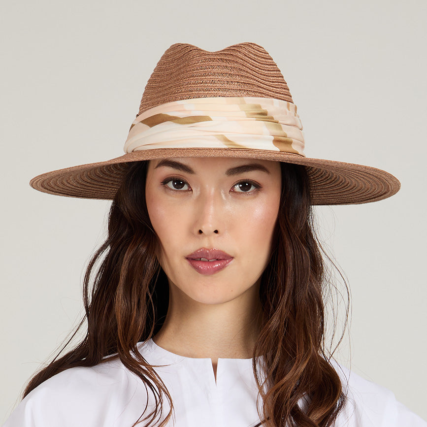 Emmanuelle Packable Hemp Fedora Hat for Women - Lightweight Travel Sun Hat for Beach, Hiking & Outdoor Adventures