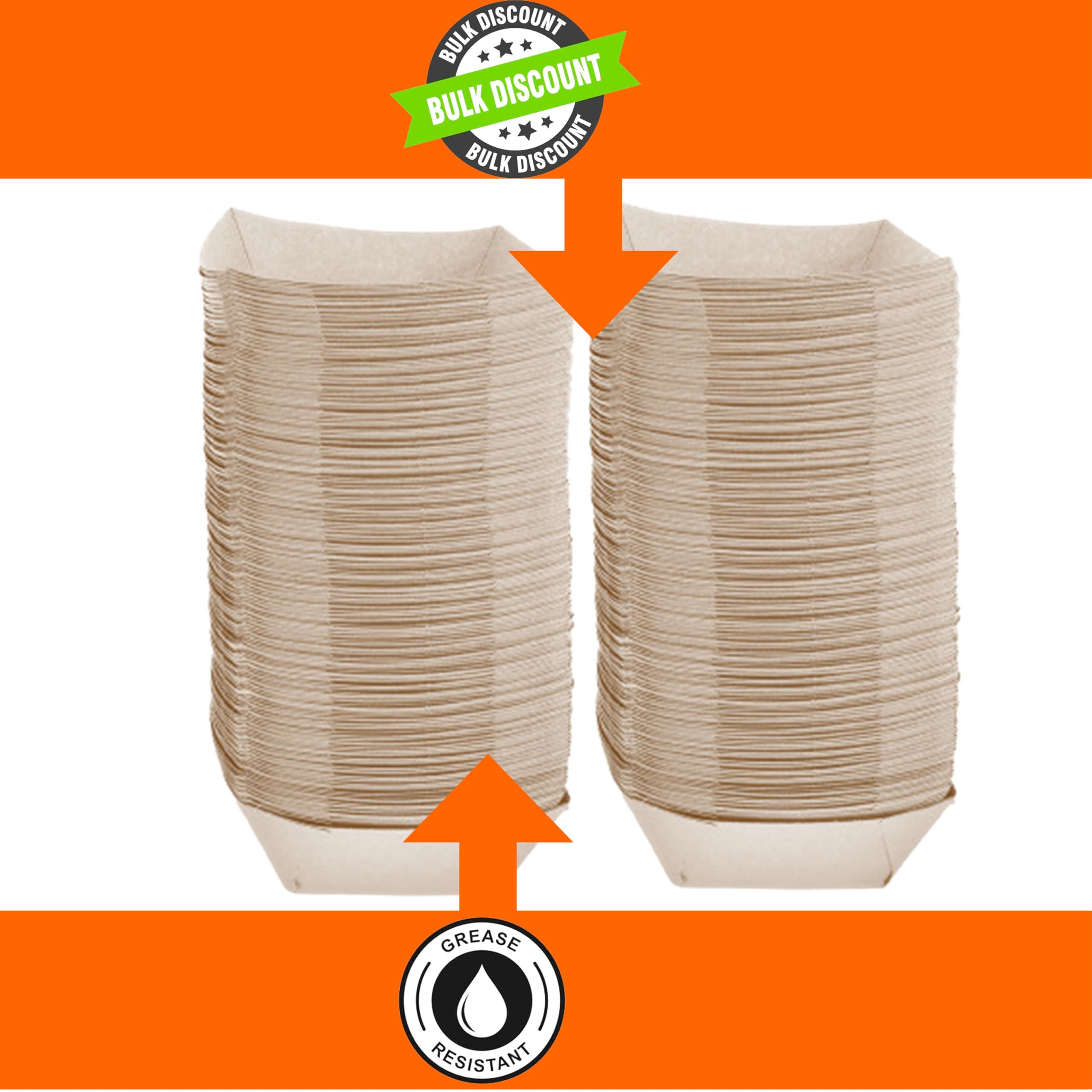 Mr Miracle Extra Large 5LB Kraft Paper Food Trays - 50 Pack Disposable & Recyclable Serving Boats for Condiments, Snacks, Concession Food - Grease Resistant - Perfect for Parties, Picnics, Food Trucks and Catering Events