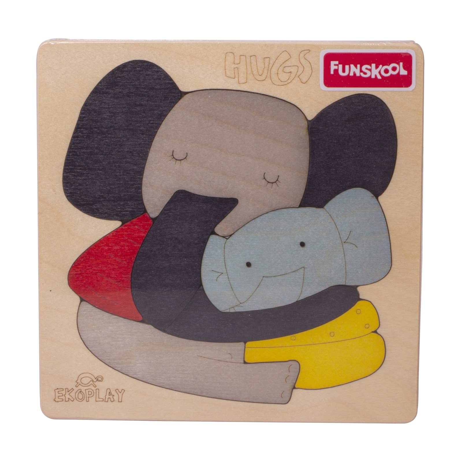Funskool Ekoplay Hugs Elephant Wooden Puzzle for Babies & Toddlers - Educational Animal Toy for Early Learning & Playtime Fun