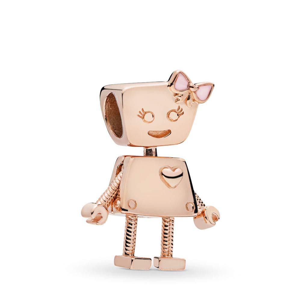 Rose Gold Robot Charm - Sterling Silver Dangle Pendant for Bracelets & Necklaces | Unique Gift for Women, Girls, Daughter & Granddaughter | Birthday Present Idea | Perfect for Everyday Wear, Special Occasions & Jewelry Making