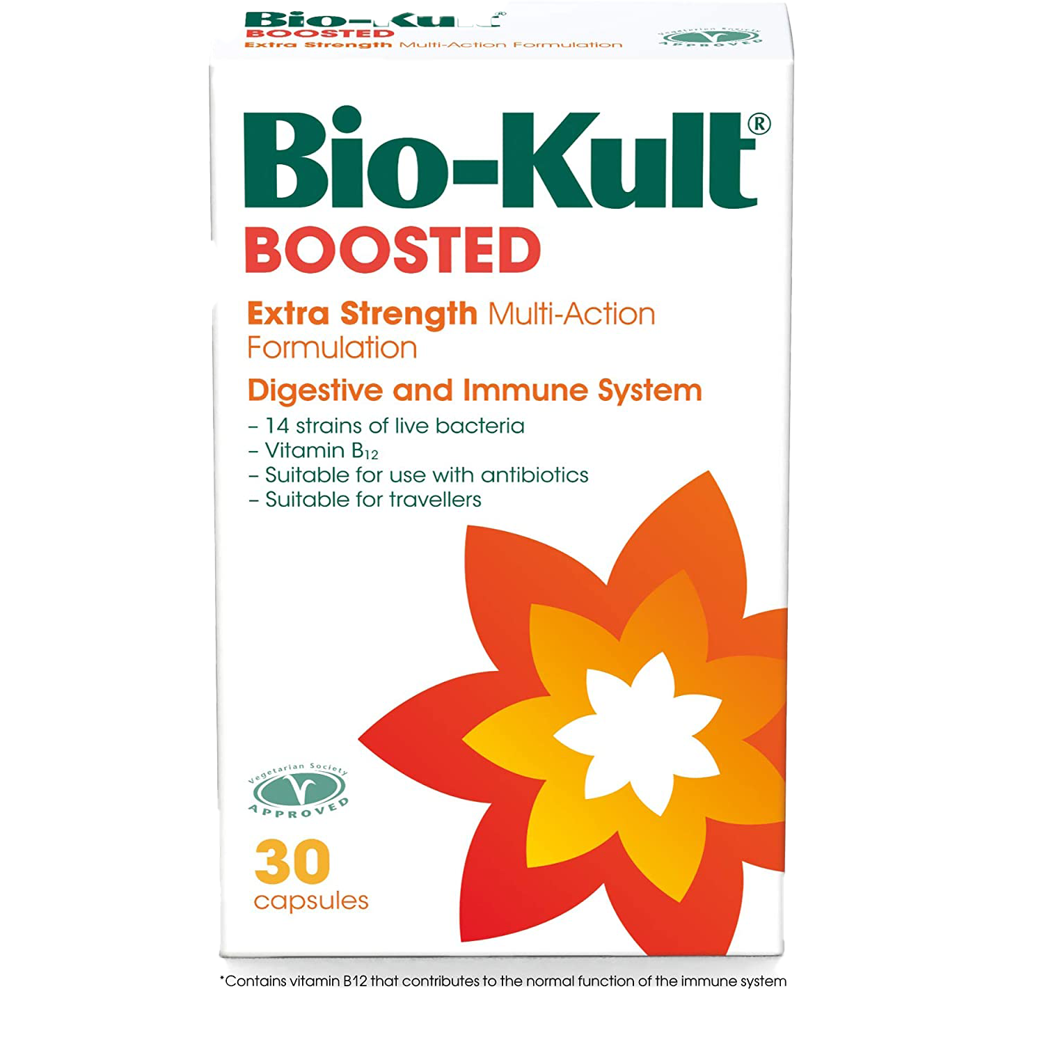Bio Kult Boosted Extra Strength Multi-Action Probiotic Supplement - 30 Capsules for Gut Health, Digestion & Immune Support - Perfect for Daily Wellness & Travel