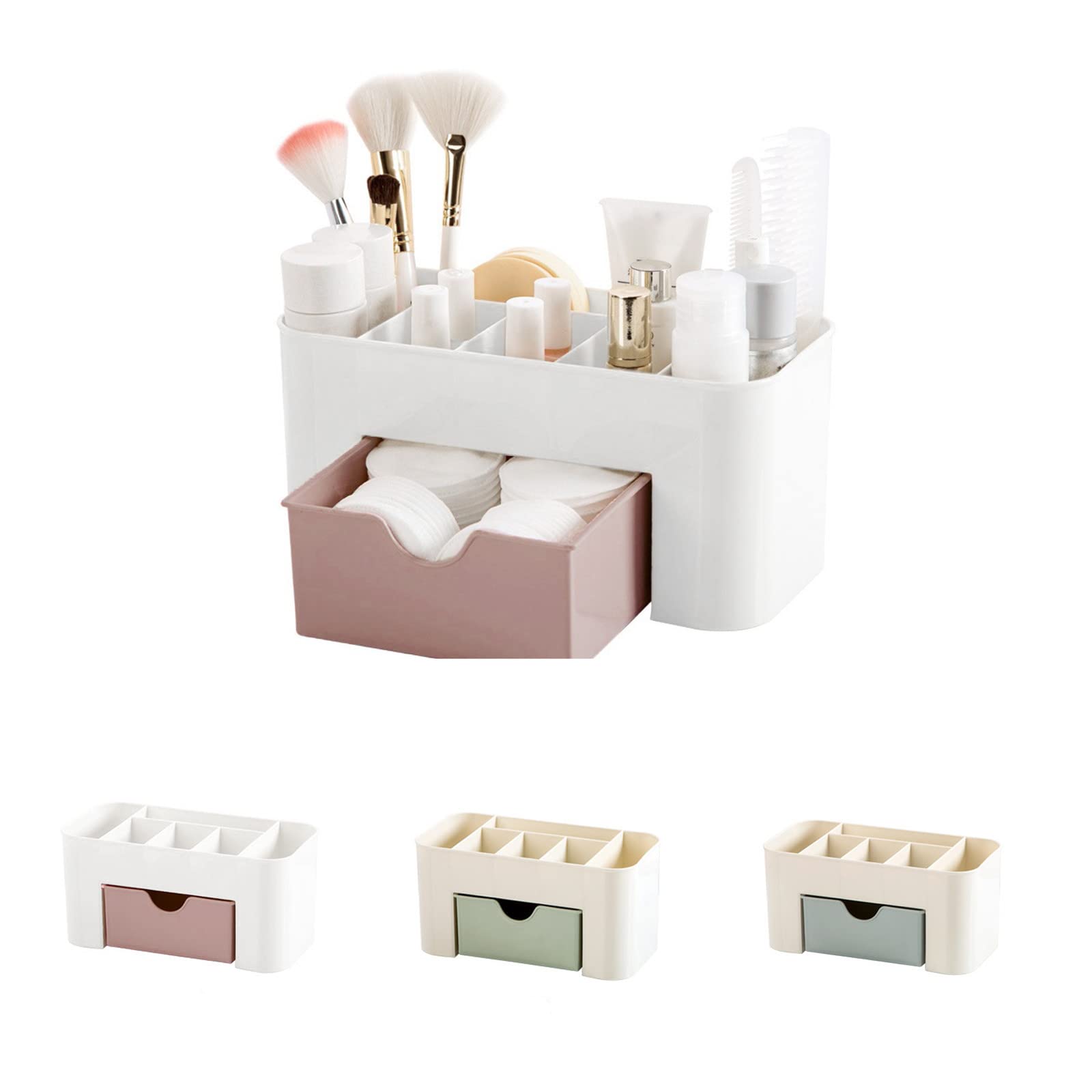 Multifunctional Makeup Organizer Storage Box - 1PC Desktop Cosmetic Organizer with Spacious Compartments for Makeup Brushes, Lipsticks & Beauty Tools | Perfect for Home Vanity, Office Desk & Travel Makeup Case
