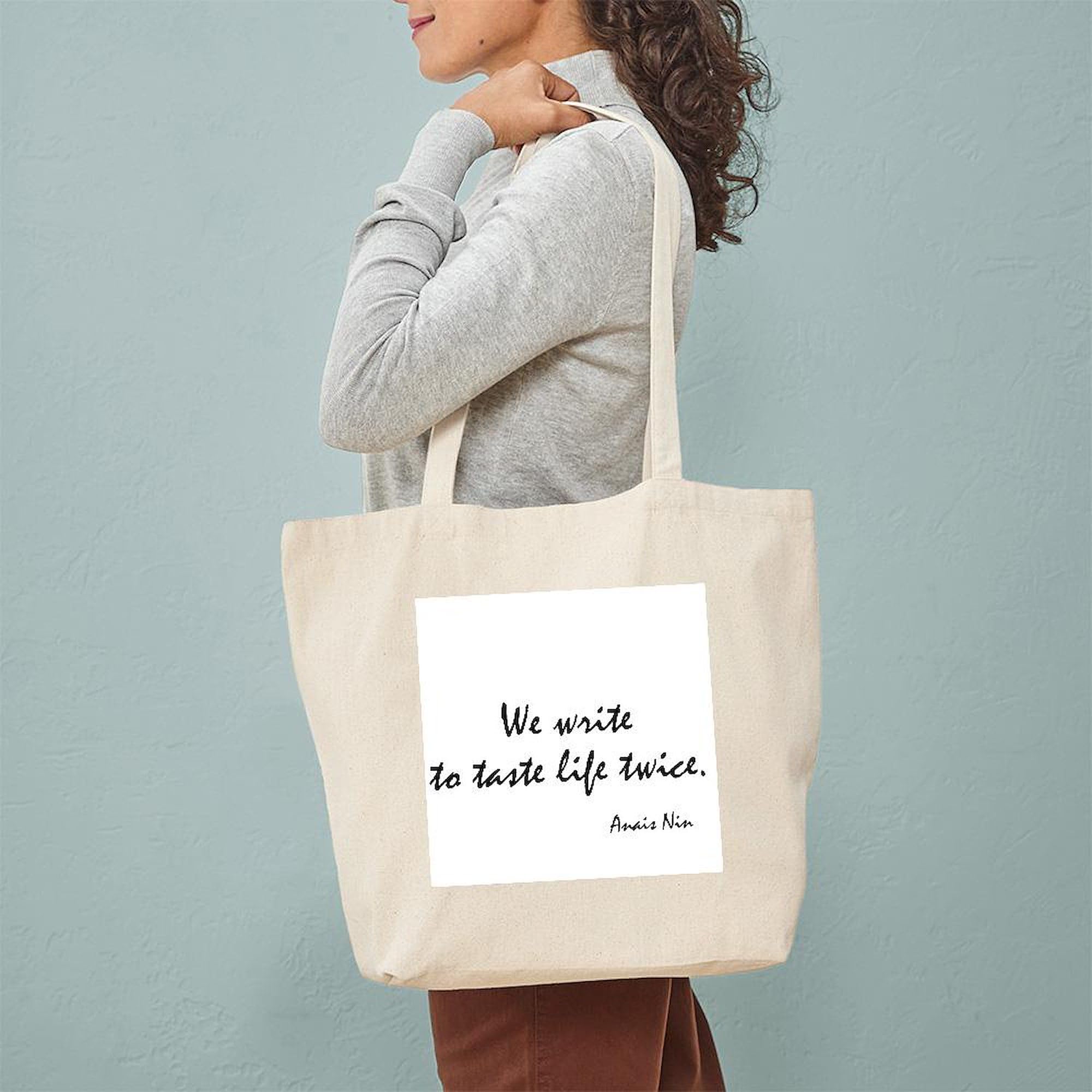 Anais Nin Quote Tote Bag - Natural Canvas Reusable Shopping Bag for Women - Eco-Friendly Grocery Tote for Book Lovers & Writers - Perfect for Library, Coffee Shops & Daily Errands