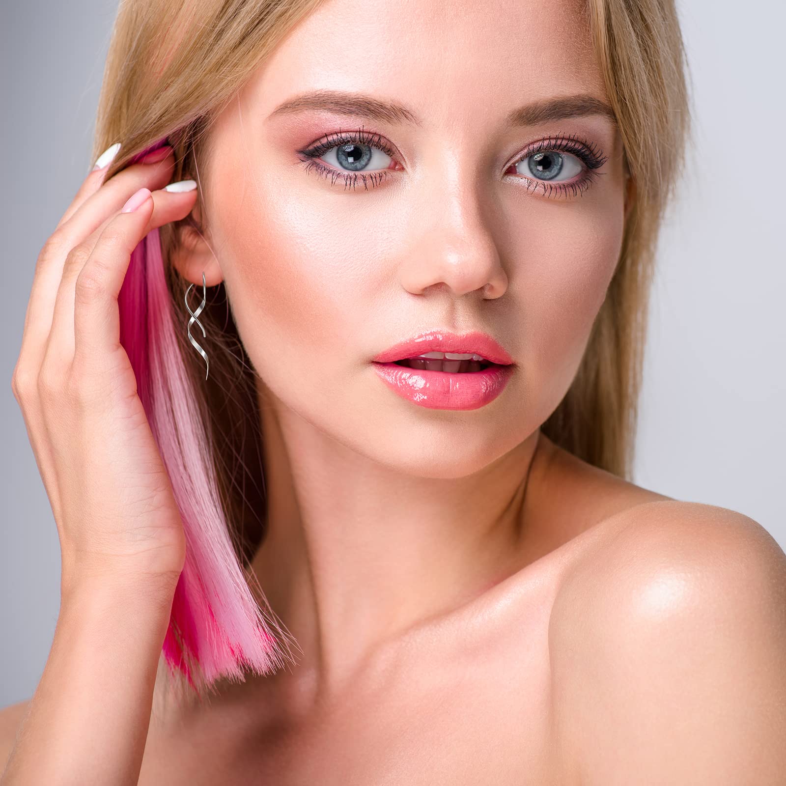 Handmade 14K Rose Gold Plated Spiral Threader Earrings for Women - Twisted Curved Dangle Hoop Earrings | Perfect for Parties, Weddings & Everyday Wear