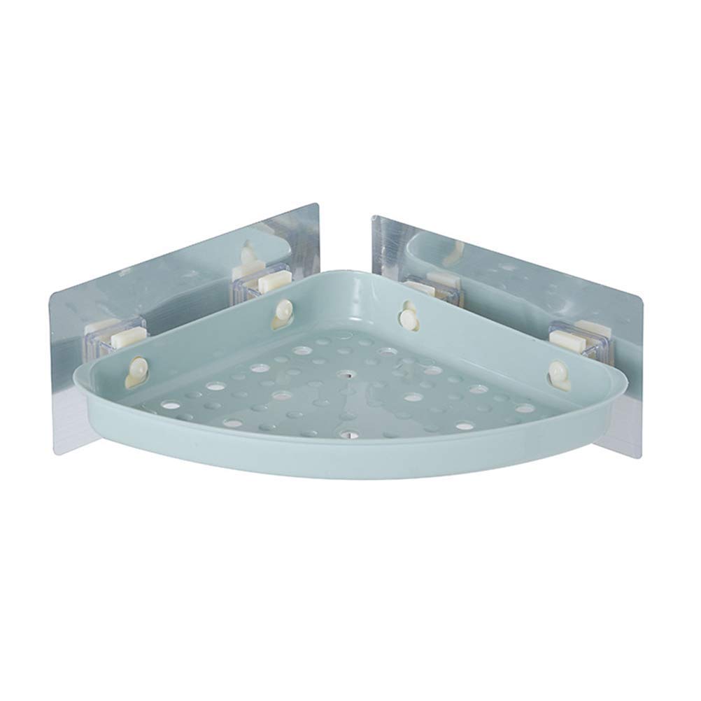 2-Pack JIGUANG Suction Cup Wall Mounted Corner Shelf - No Drill Plastic Shower Organizer for Bathroom & Kitchen Storage (Sky Blue) | Space-Saving Solution for Shampoo, Soap & Small Items