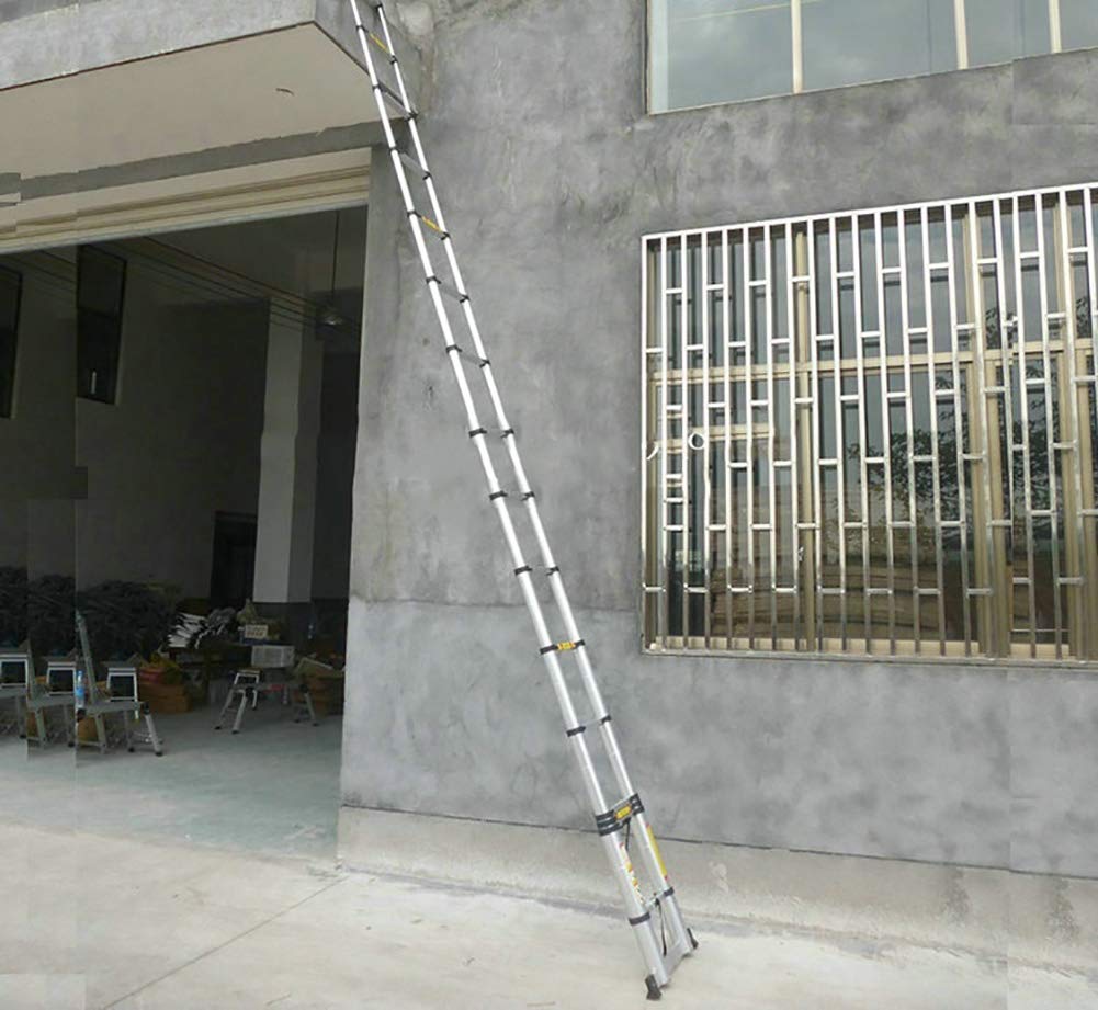 Aluminum Telescopic Ladder with Spring-Loaded Locking Mechanism - 330Lbs Capacity, 1.4M/4.5FT Extension - Multi-Position Household & Emergency Ladder for Home Repairs, Roof Access & Fire Escape