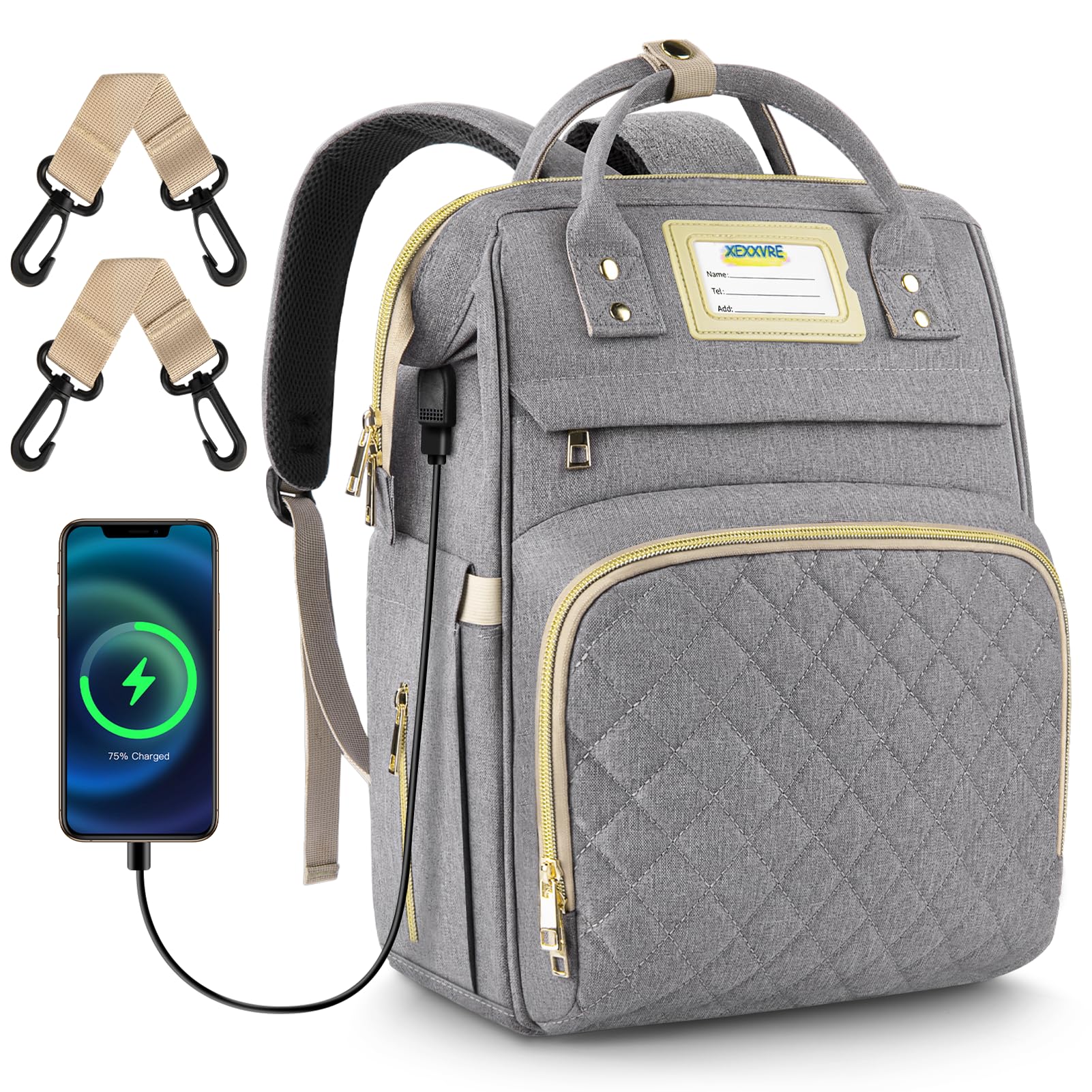 Multifunctional Diaper Backpack for Travel & Maternity - Large Capacity Waterproof Baby Changing Bag for Boys & Girls (Gray) - Perfect for Daycare, Family Outings & Airplane Travel