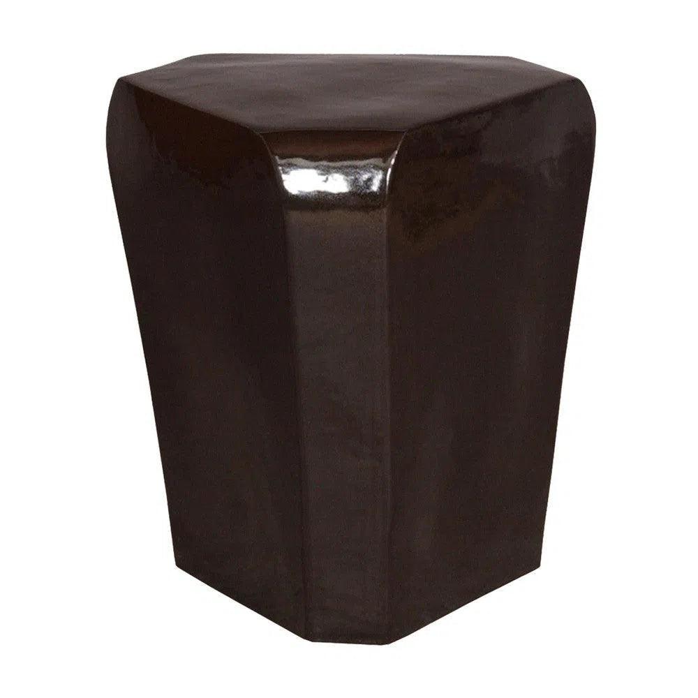 18.5 Inch Triangle Ceramic Outdoor Garden Stool - Durable Waterproof Patio Furniture for Garden, Poolside, and Balcony Decor