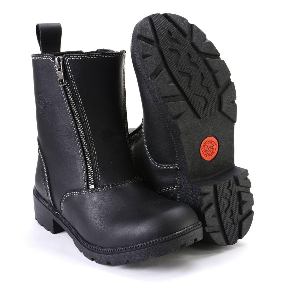 Milwaukee Leather MBL9327 Women's Black Leather Motorcycle Boots - Dual Zipper Closure, Comfortable & Durable Riding Footwear for Harley Davidson & Cruiser Bikes | Perfect for Long Rides & Motorcycle Events