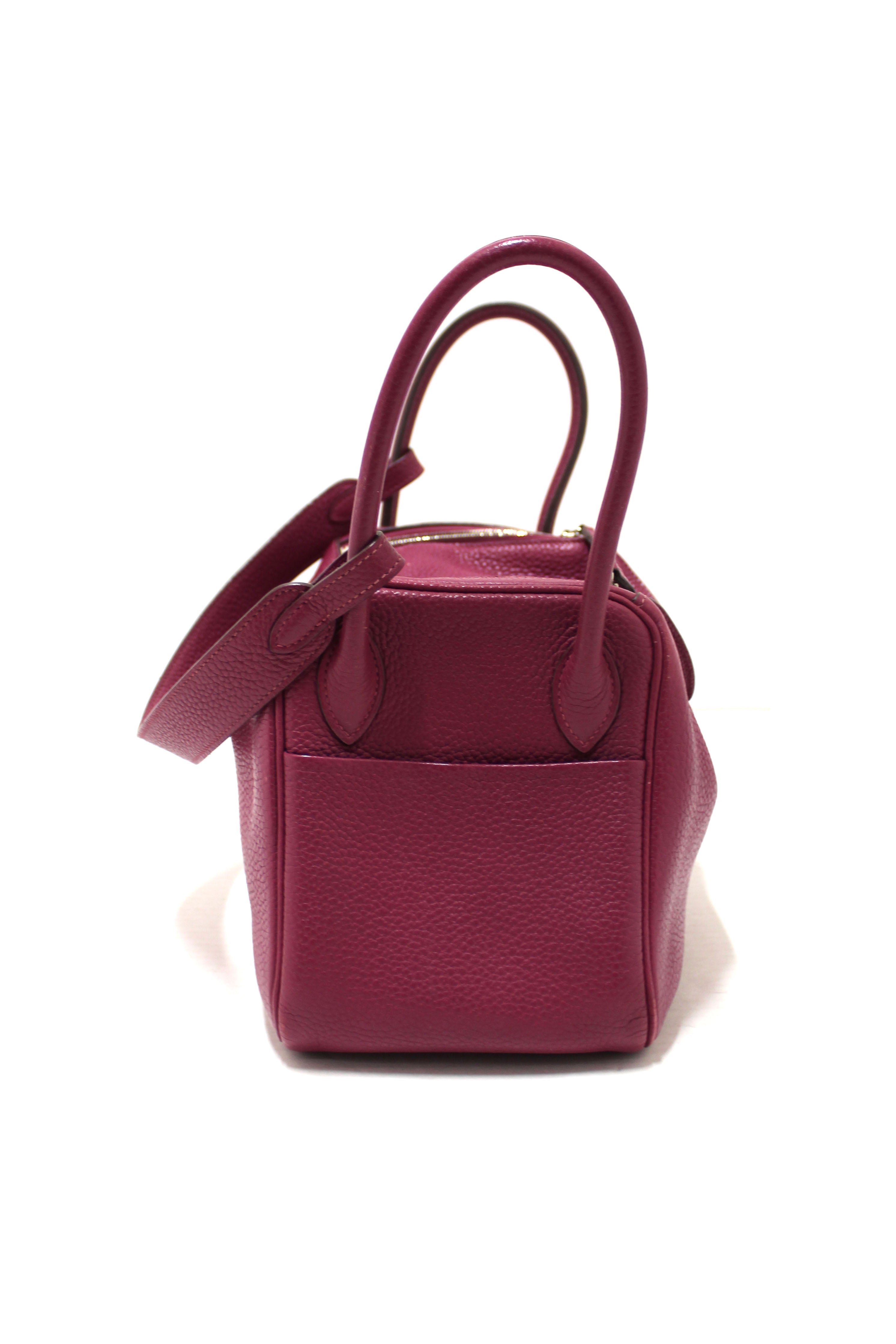 Authentic Hermes Rose Purple Togo Leather Lindy 26 Handbag & Shoulder Bag - Luxury Designer Purse for Women, Perfect for Work, Travel & Special Occasions