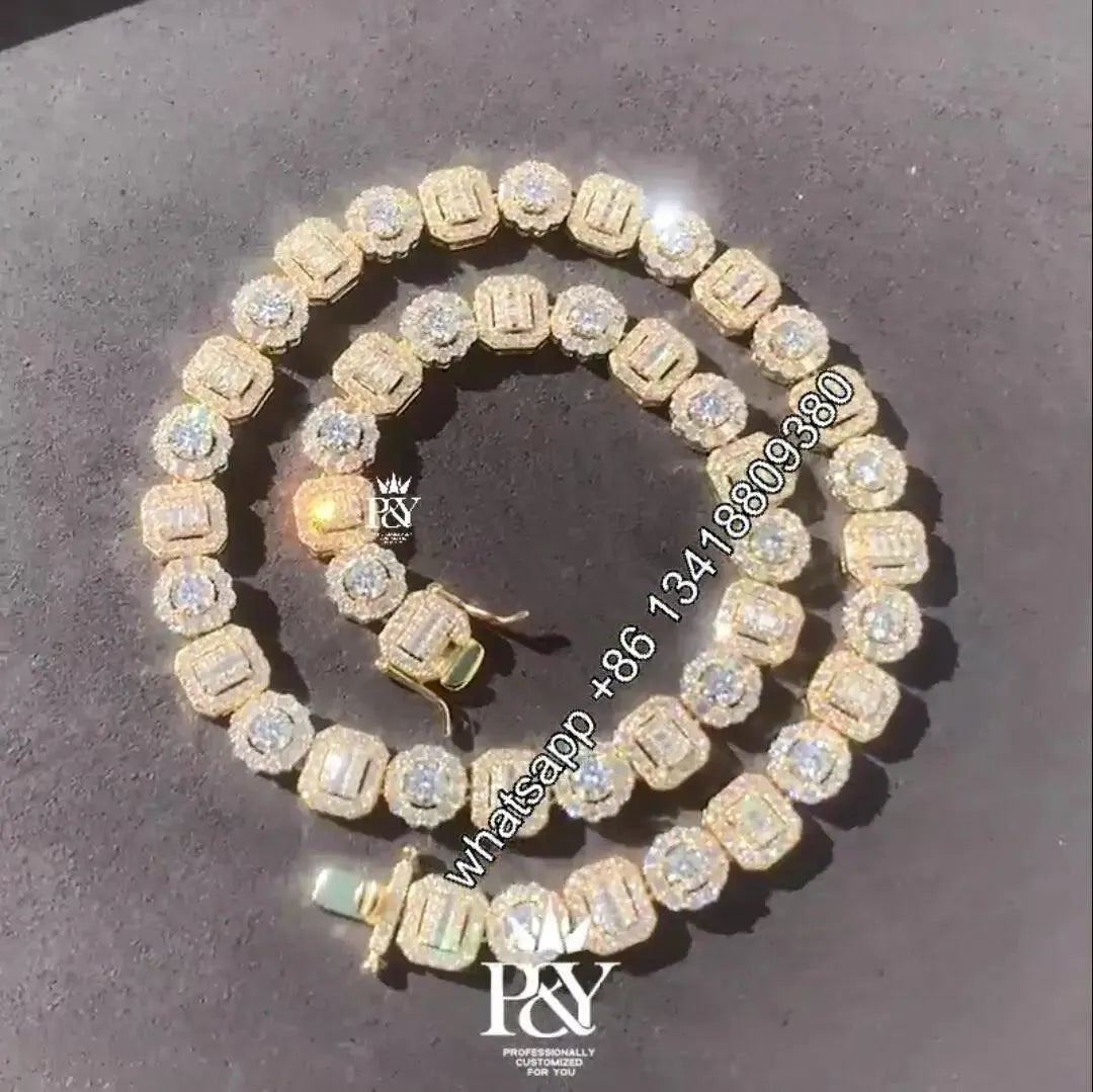 10.5mm Iced Out VVS Moissanite Cuban Link Tennis Chain Necklace - Diamond Tested Hip Hop Jewelry for Men | Perfect for Parties, Gifts & Streetwear Fashion