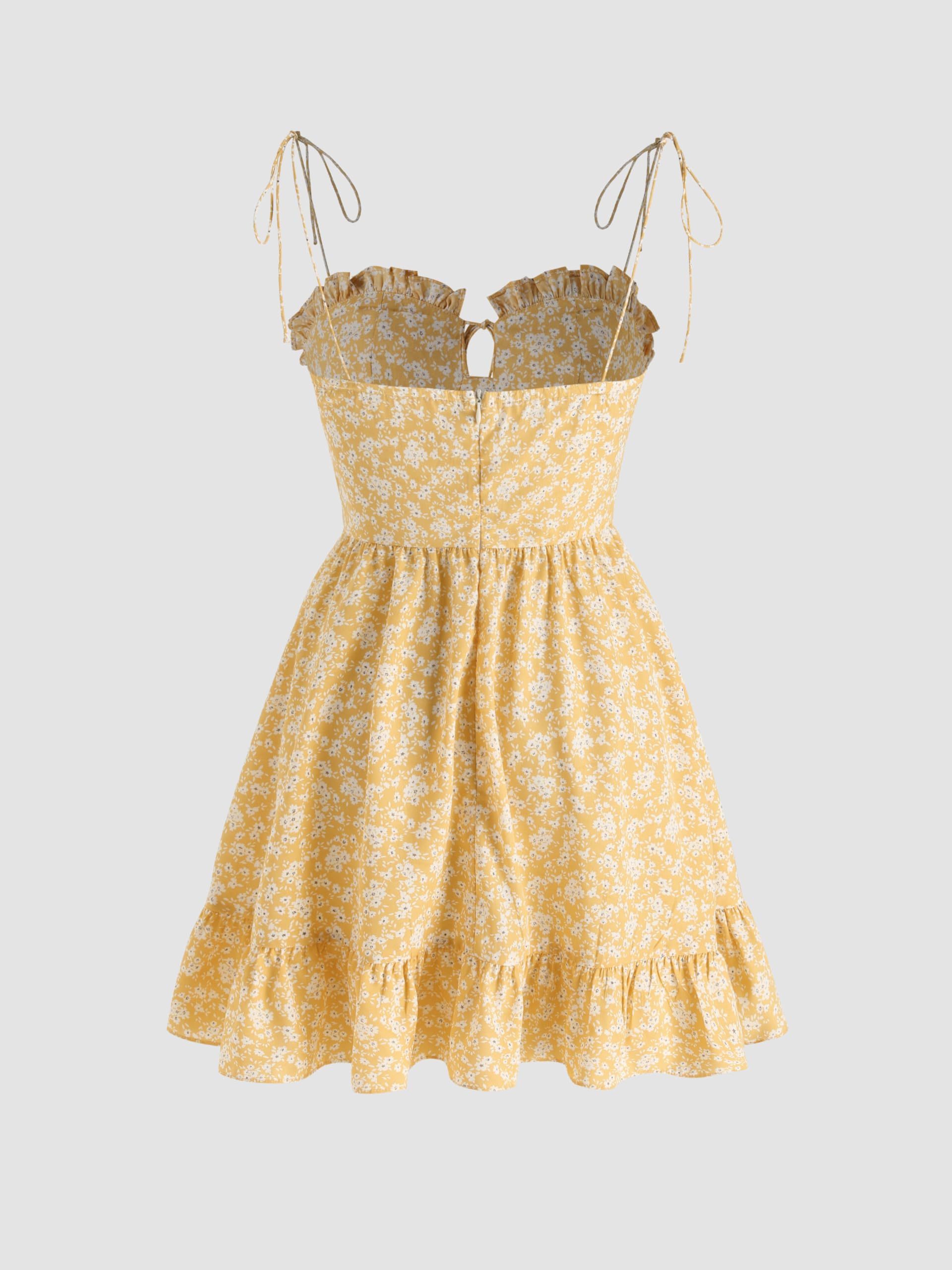 CIDER Women's Summer Dresses - Floral Spaghetti Strap Sundress, Cute Boho Casual Outfit for Vacation & Beach | Lightweight Breathable Dress for Outdoor, Party & Date Night