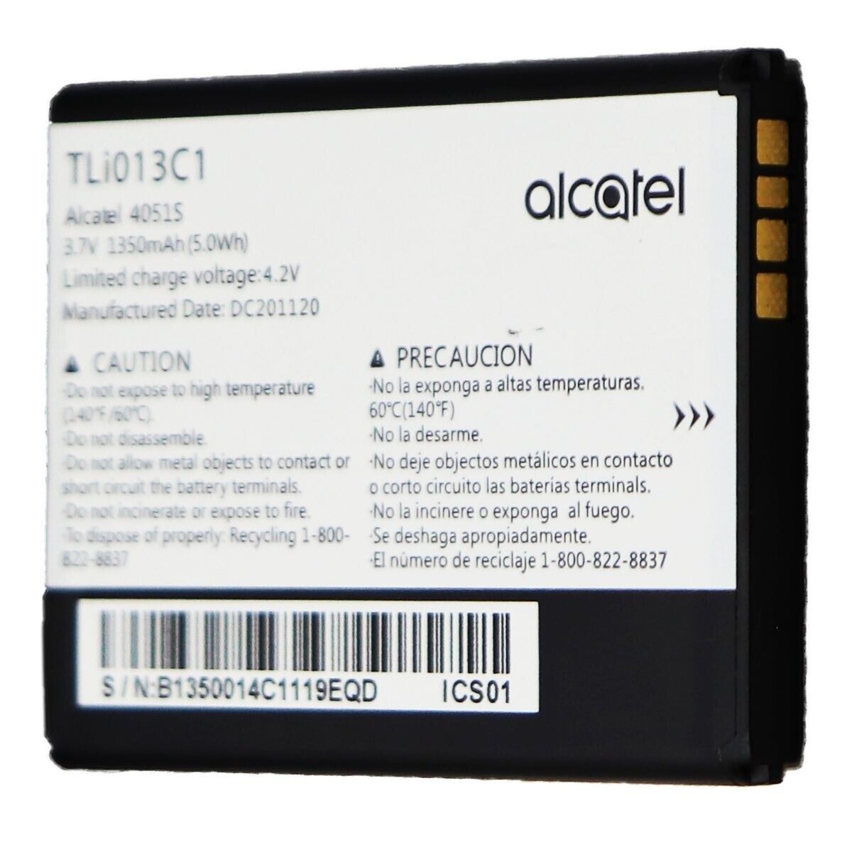 Alcatel OEM Rechargeable Battery (TLi013C1) 1ICP5/43/54 - Compatible with Alcatel Phones - Long Lasting Power for Home, Office & Travel Use