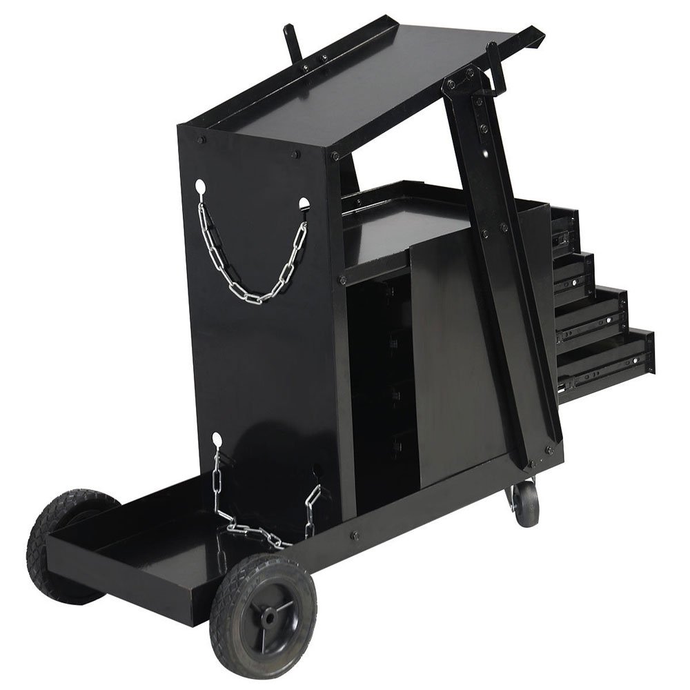 4-Drawer Portable Welding Cart with Wheels - Heavy Duty Steel Tool Storage for Garage, Workshop & DIY Projects