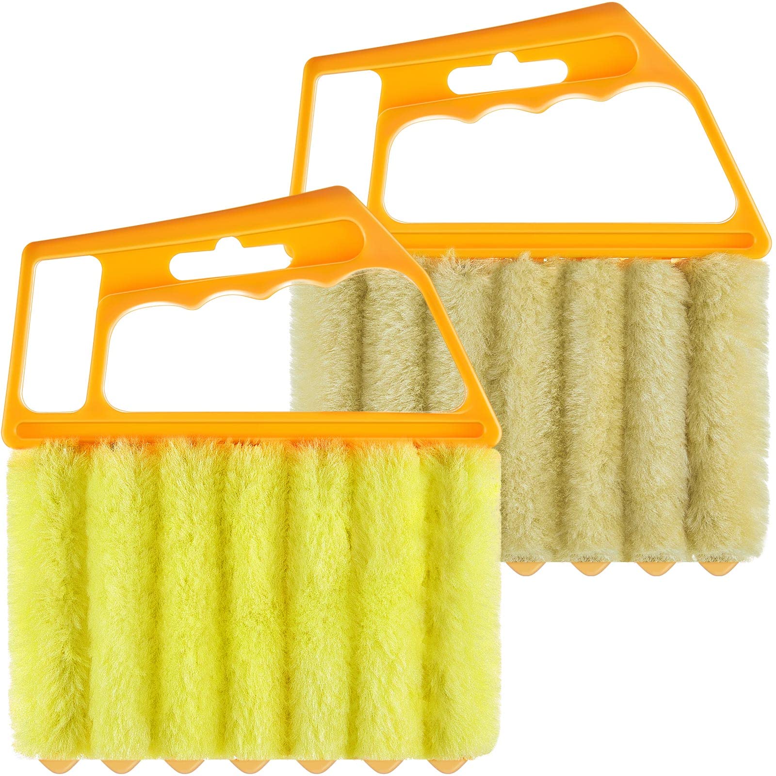 Geiserailie 2 Pack Washable Microfiber Blind Cleaner Duster - 7 Finger Dusting Tool for Windows, Venetian Blinds, Air Conditioners & Wood Blinds | Reusable Handheld Brush for Dust & Dirt Removal (2 Colors) - Perfect for Home, Office & Car Cleaning