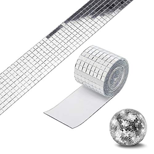 Self-Adhesive Mini Square Mosaic Mirror Tiles - 5x5mm Real Glass Stickers for DIY Crafts, Home Decor, Ball & Party Decoration (Silver) - Perfect for Wall Art, Scrapbooking & Gift Wrapping