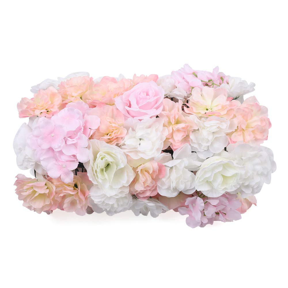 10pcs Artificial Silk Rose Flower Wall Panels - 24