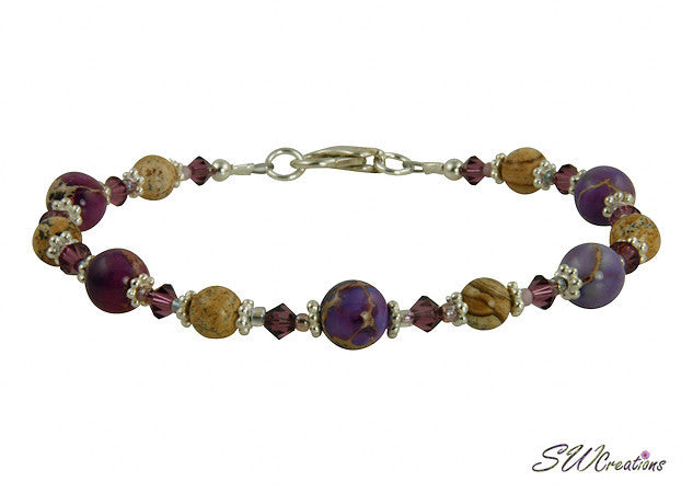 Purple Variscite Jasper Gemstone Beaded Bracelet for Women - Natural Healing Stone Jewelry for Meditation, Yoga & Spiritual Balance