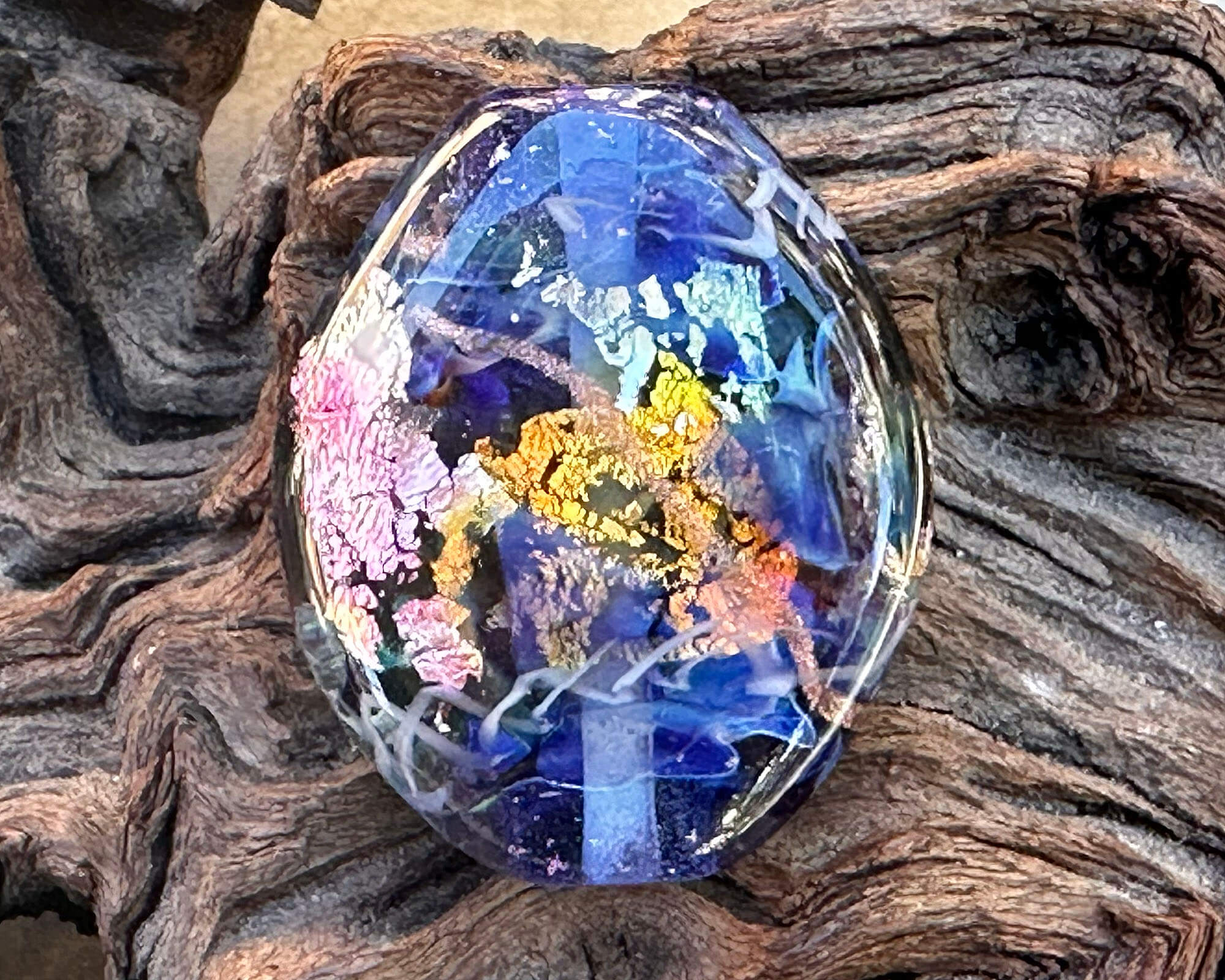 Handmade Blue Treasure Lampwork Glass Focal Bead for Jewelry Making - Perfect for Necklaces, Bracelets & DIY Craft Projects