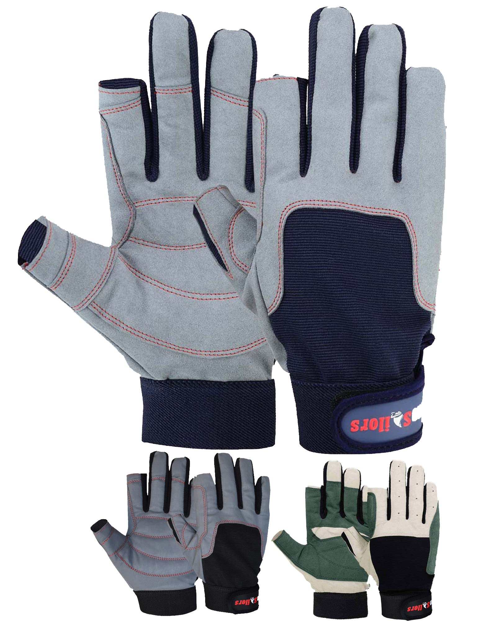 MRX Boxing & Fitness Men's Sailing Gloves - Deckhand Grip Gloves with Finger Cut, Breathable & Non-Slip for Boating, Fishing, Rowing, and Outdoor Activities (Multiple Colors Available)