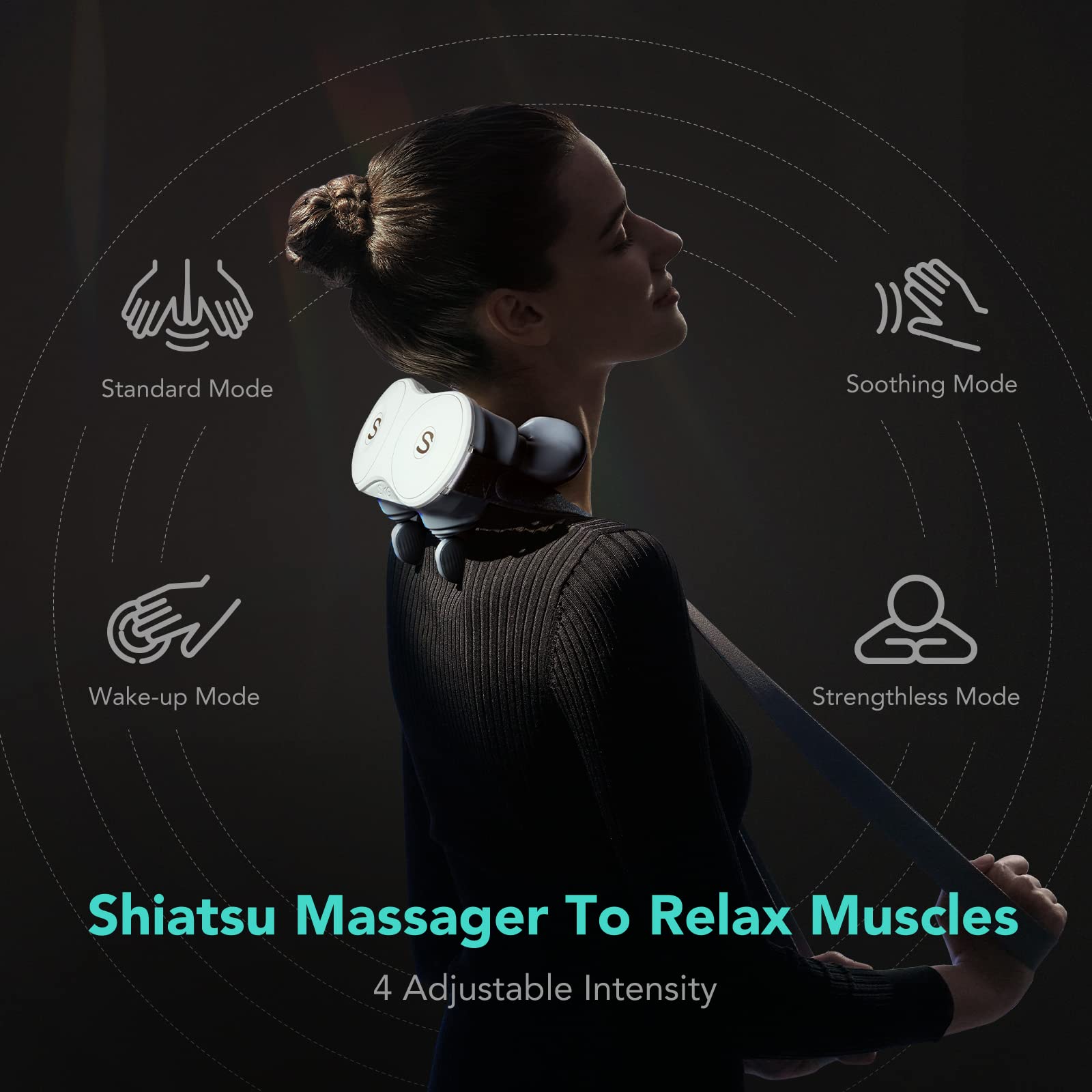 SKG 4D Electric Shiatsu Neck and Shoulder Massager with Heating - Deep Tissue Kneading for Pain Relief - Perfect Christmas Gift for Men, Women, Dad & Mom - Ideal for Office, Home Use and Travel Relaxation
