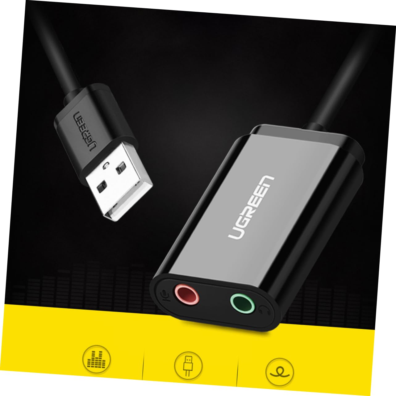 Jojofuny USB 2.0 External Sound Card - Stereo Audio Adapter with Wired Microphone Support for PC/Laptop - Perfect for Gaming, Streaming, and Online Meetings
