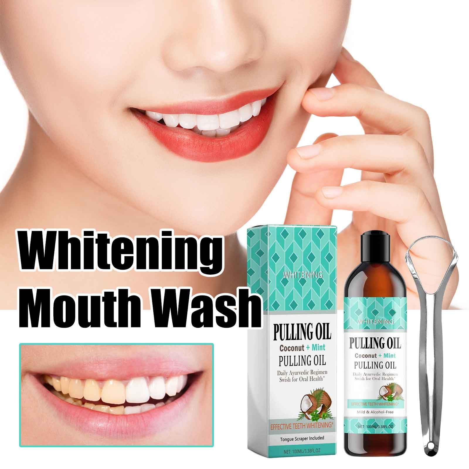 Organic Coconut Oil Pulling for Oral Care with Peppermint Essential Oil - Natural Mouthwash for Fresh Breath, Teeth Whitening & Tongue Cleaning - Includes Stainless Steel Tongue Scraper - Perfect for Morning Routine & Ayurvedic Oral Hygiene