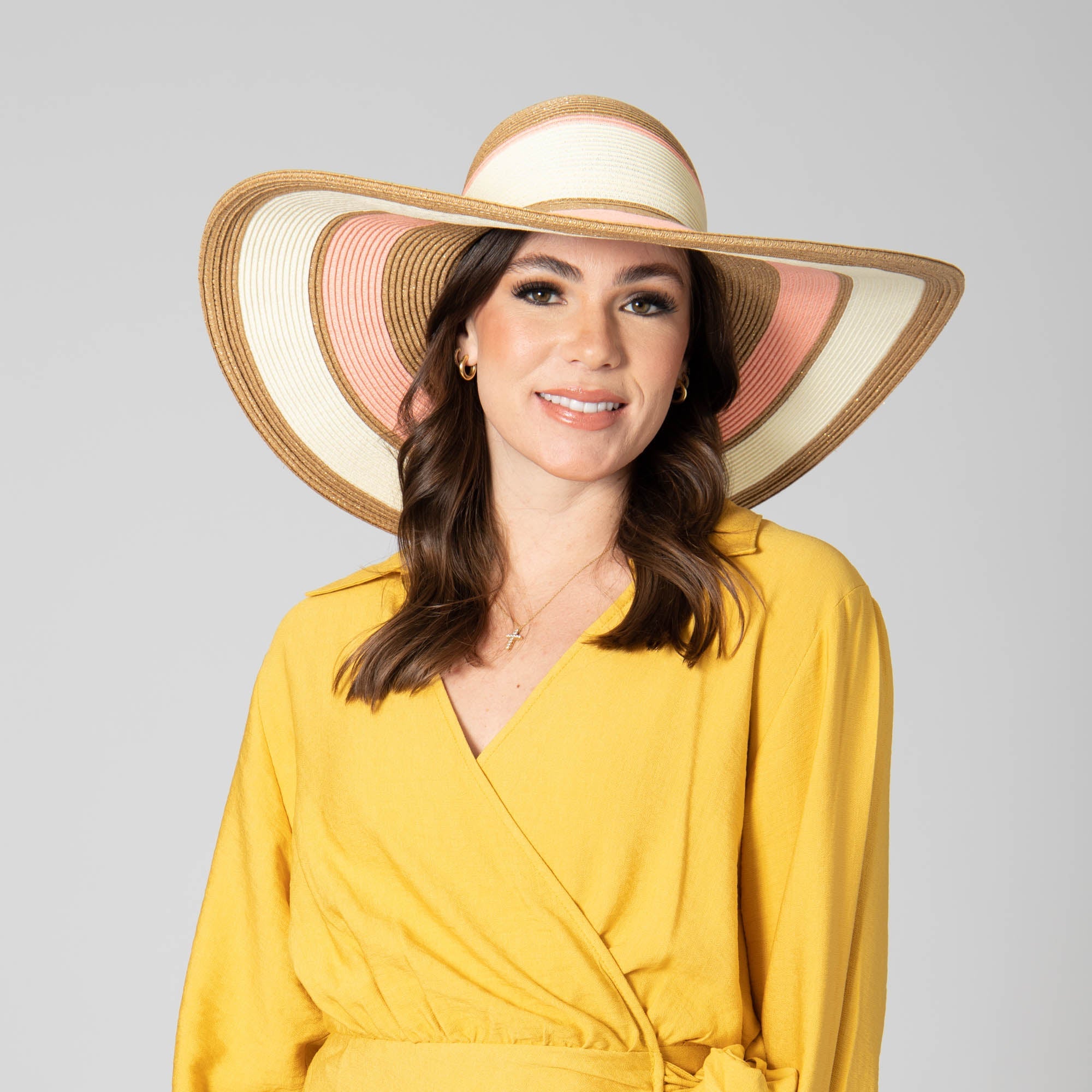 Las Palmas Floppy Ultrabraid Striped Sun Hat for Women - UPF 50+ Wide Brim Beach Hat for Summer, Vacation, and Outdoor Activities