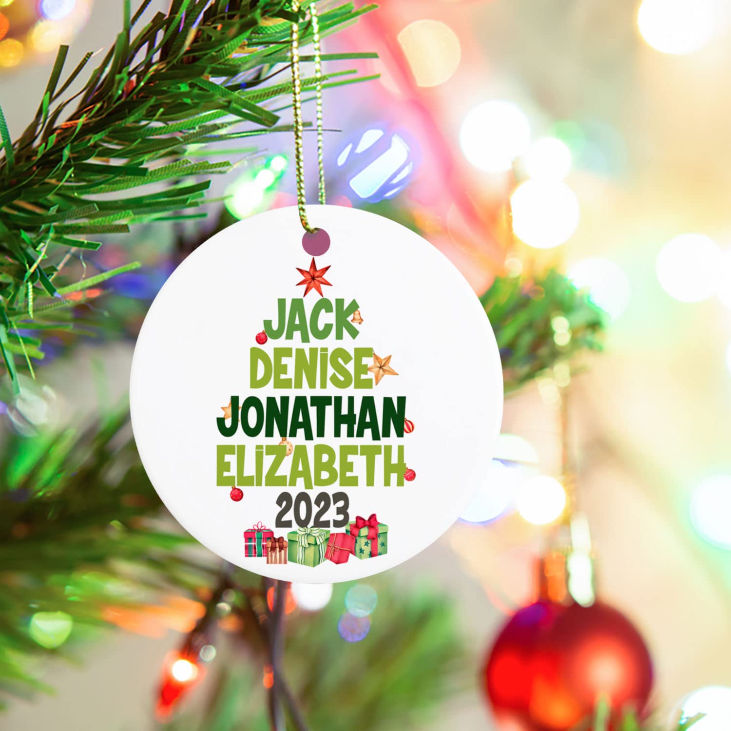 Personalized Family Name Christmas Ornament 2025 - Custom Engraved Tree Decor with Names - Perfect for Holiday Gifts, Family Reunions & Festive Home Decor
