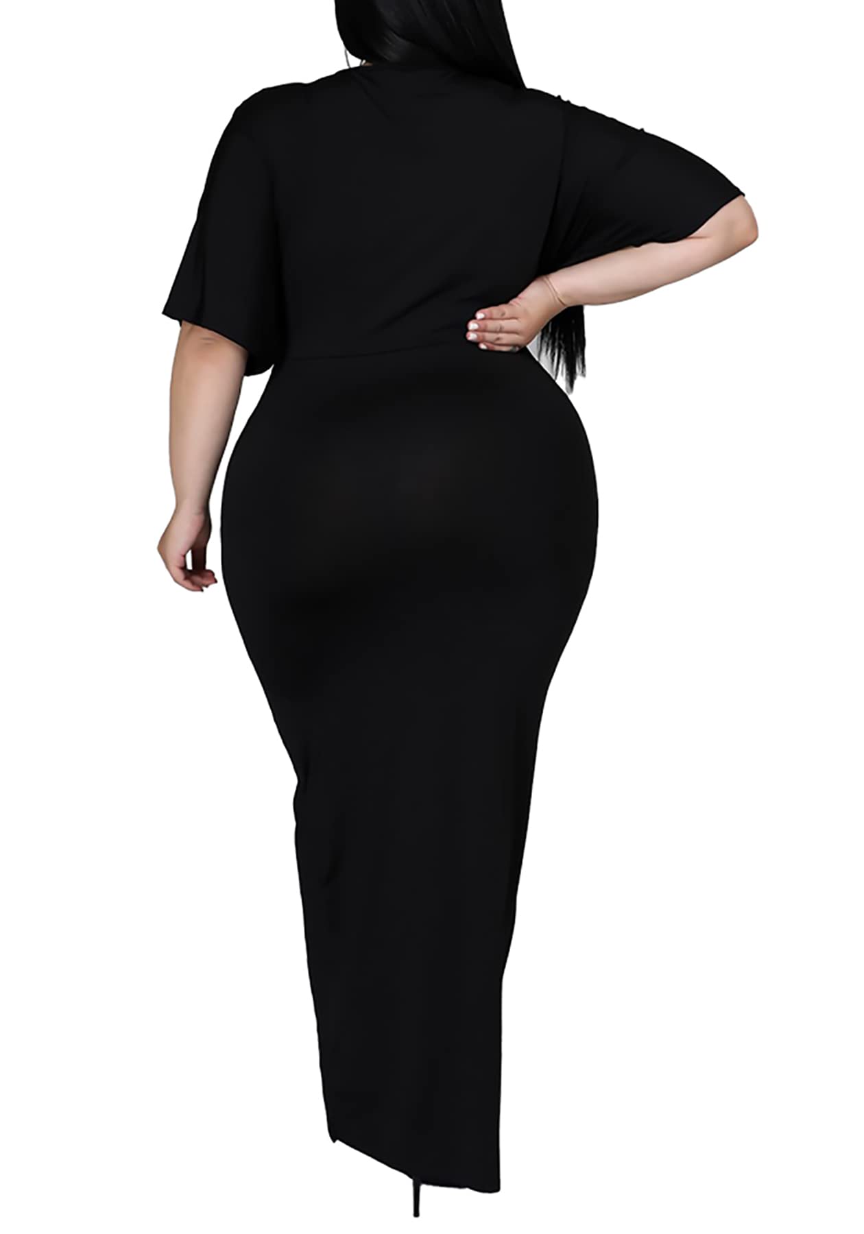 Sexy Plus Size Maxi Dress for Women - V Neck Short Sleeve Wedding Guest & Party Dress | Flattering for Curvy Figures | Perfect for Summer Weddings, Cocktail Parties & Special Occasions