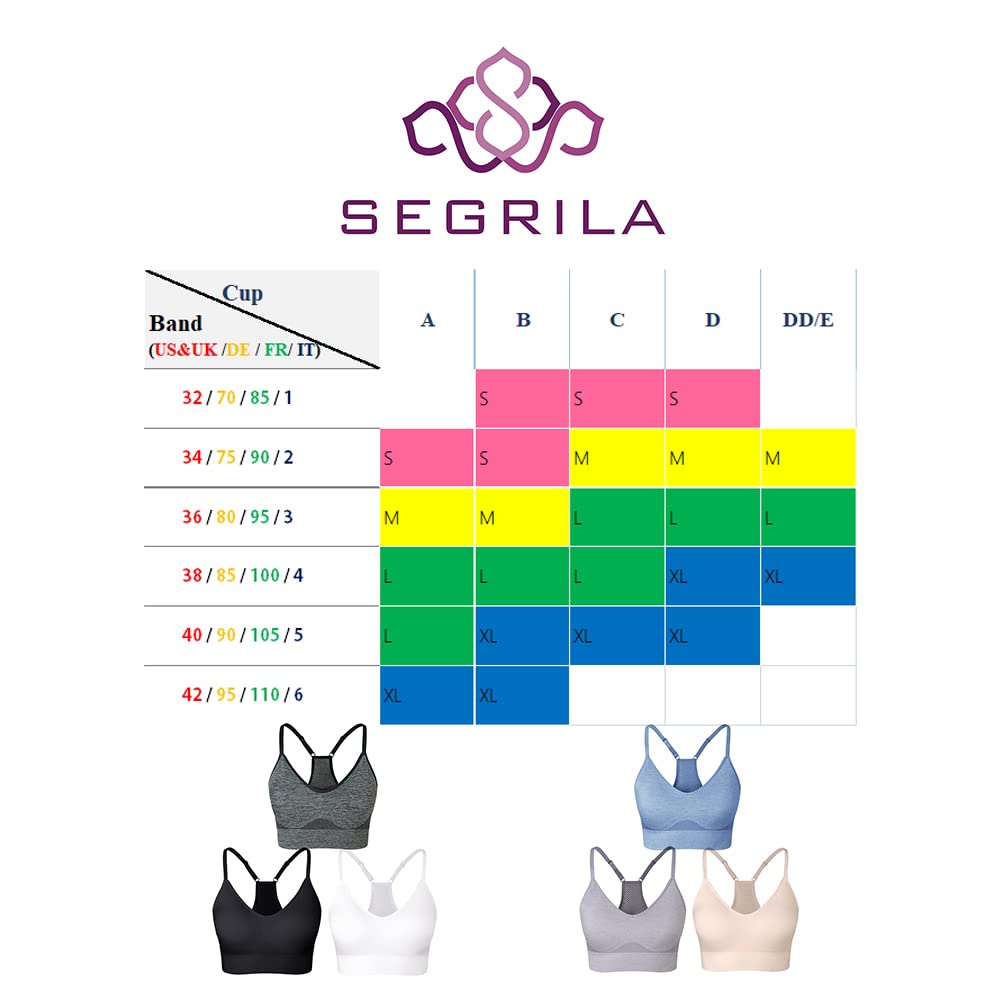 SEGRILA Women's Sports Bra - Padded Racerback Workout Yoga Bras with Adjustable Straps for Running, Gym & Activewear | High Support Comfort for Fitness & Daily Wear