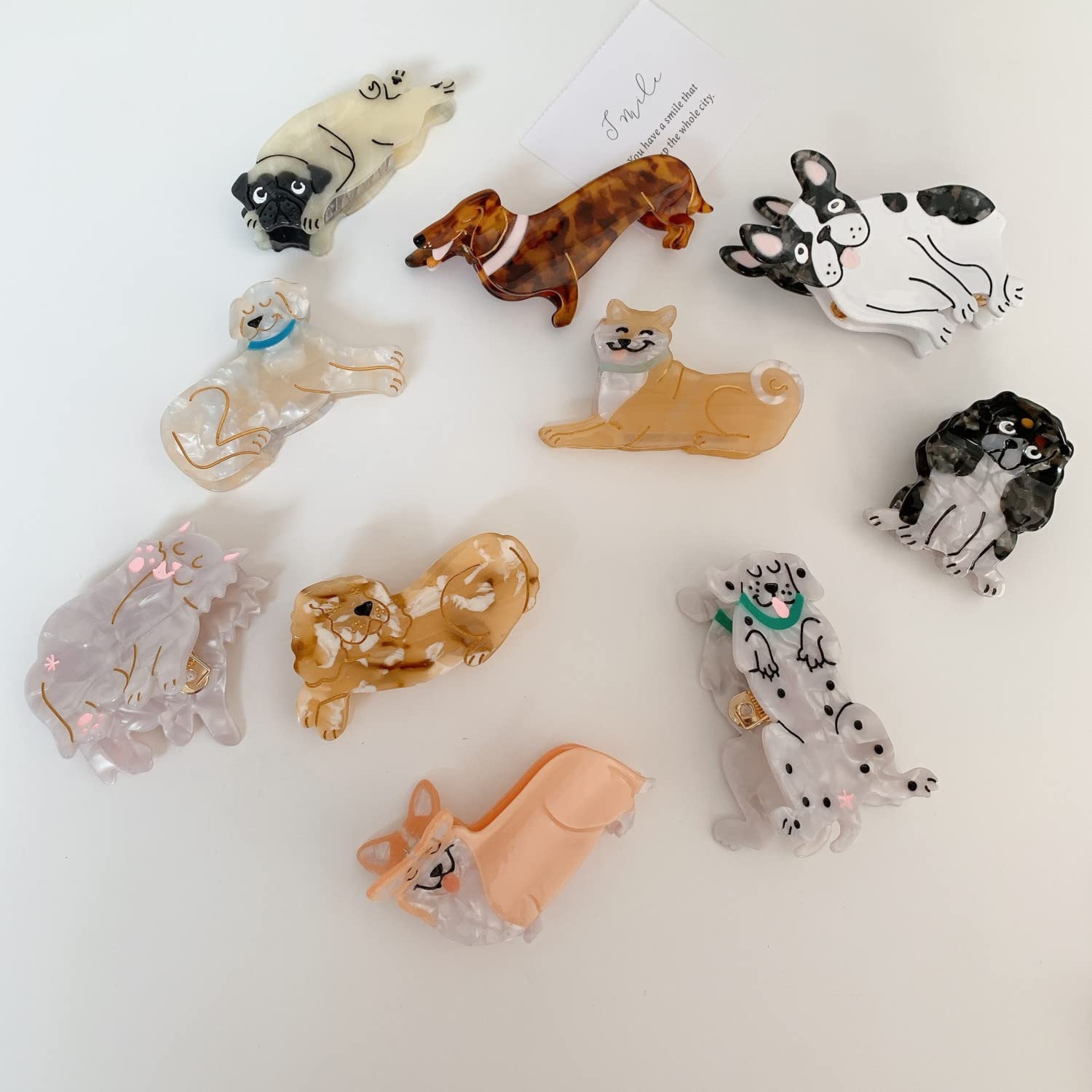 Cute Corgi Dog Hair Clips for Women & Girls - Small Acetate Claw Clips for Fine Hair - Perfect for School, Work, Parties & Everyday Styling