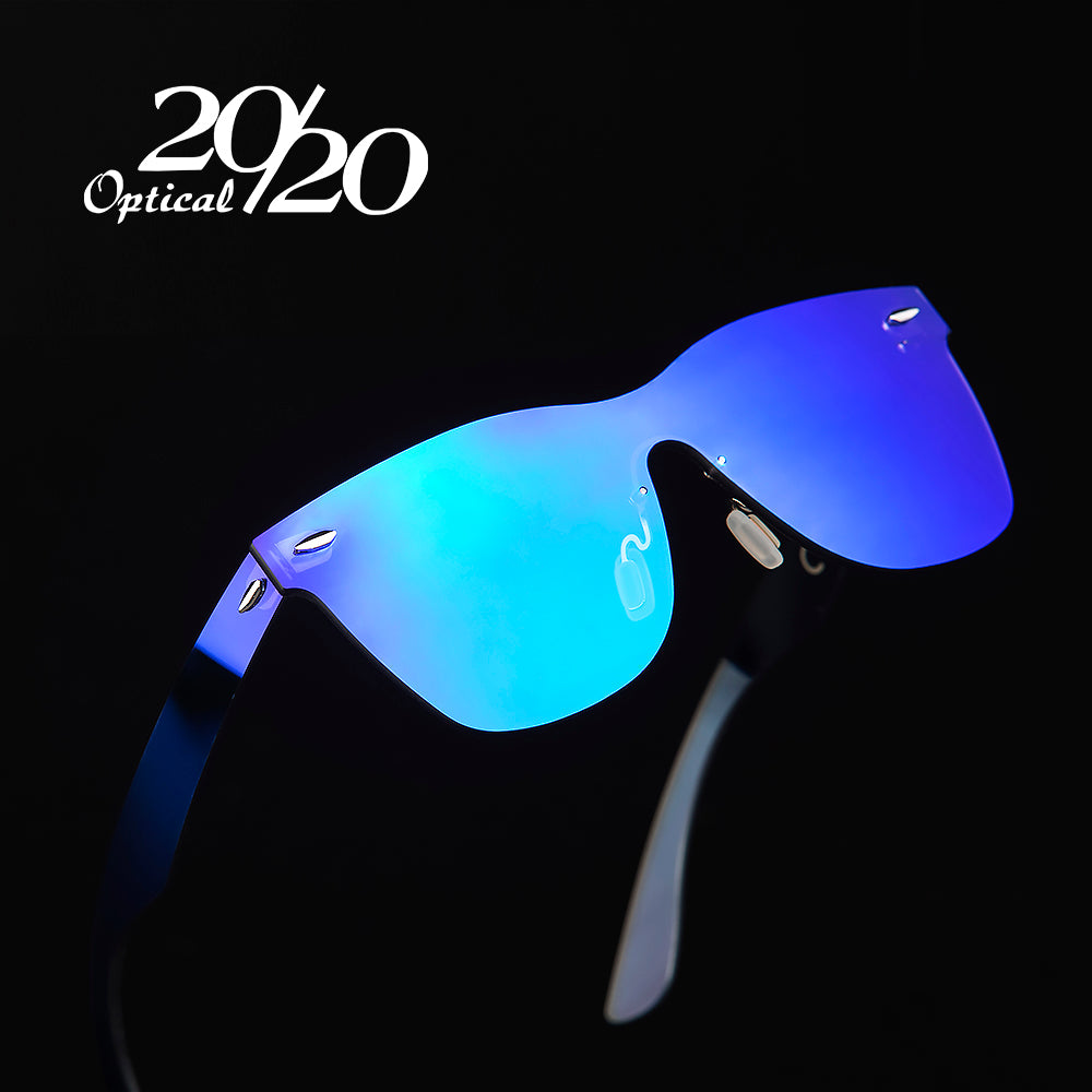 20/20 Unisex Oval Rimless Alloy Polarized Sunglasses PC1601 - UV Protection for Driving, Fishing & Outdoor Activities