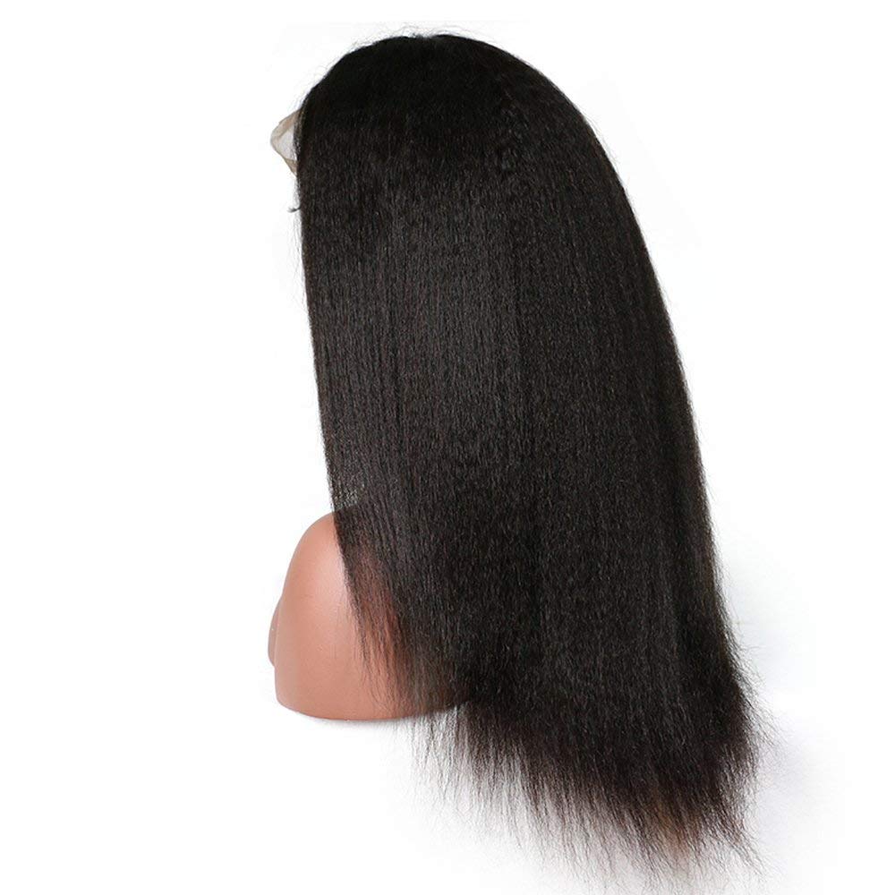 13x4 Lace Front Wigs Human Hair - Pre Plucked Bleached Knots with Baby Hair | 10A Brazilian Virgin Human Hair Wigs for Black Women | Small Cap Fake Scalp Natural Black Kinky Straight No Shedding 130% Density 20
