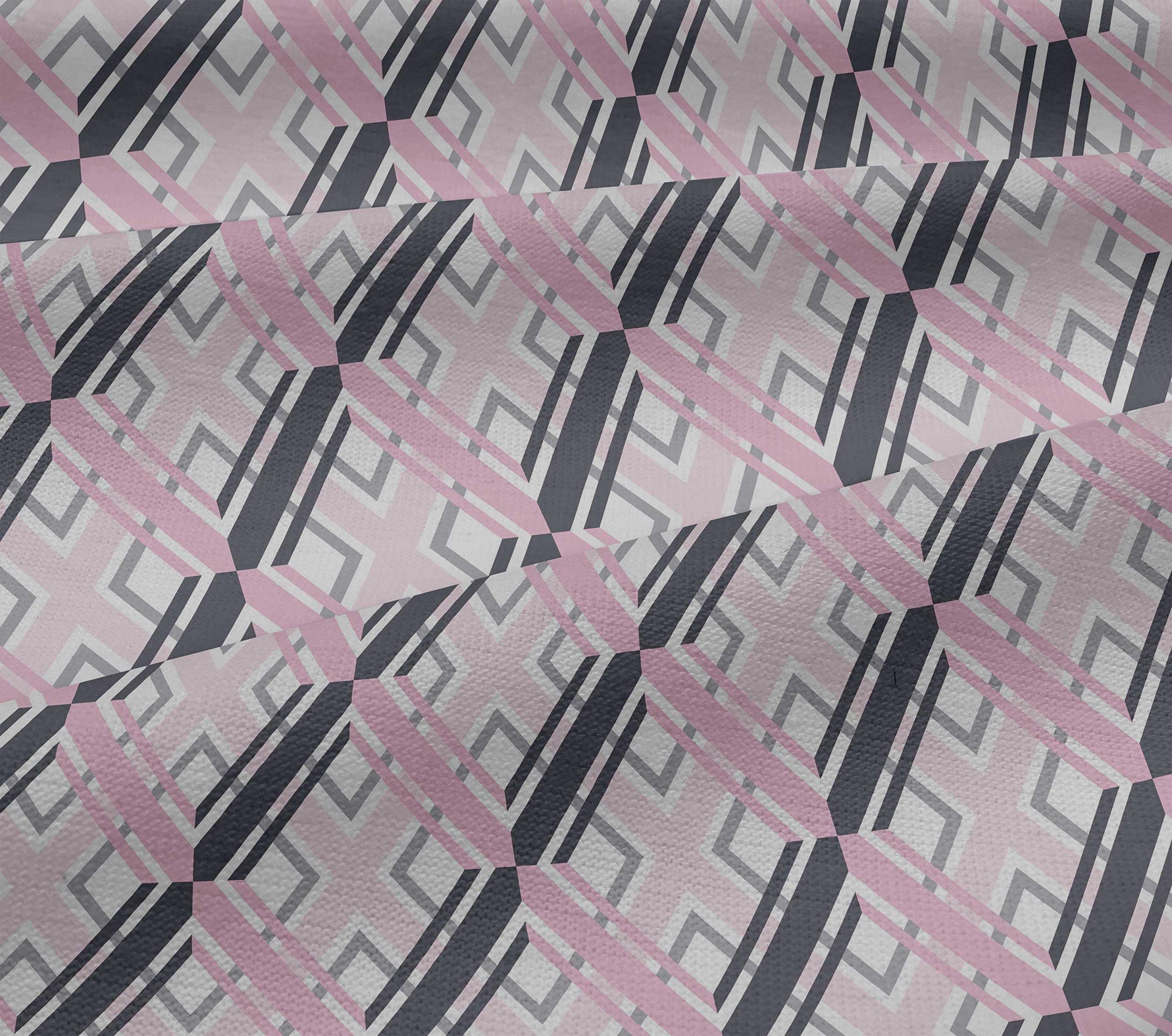 oneOone Cotton Jersey Peach Fabric - Argyle Geometric Print DIY Sewing Material by The Yard (58