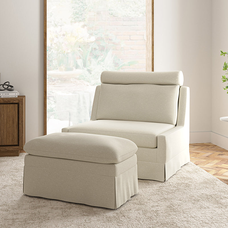 Tobias Modern Style 45W Slipcovered Living Room Chair with Ottoman - Comfortable Lounge Chair for Living Room, Bedroom & Office