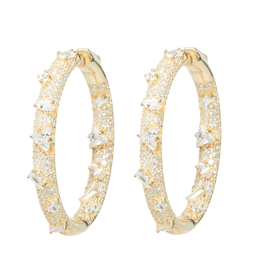Stylish Gold-Plated Electric Hoop Earrings for Women - Trendy Dangle Earrings for Party, Date Night & Everyday Wear