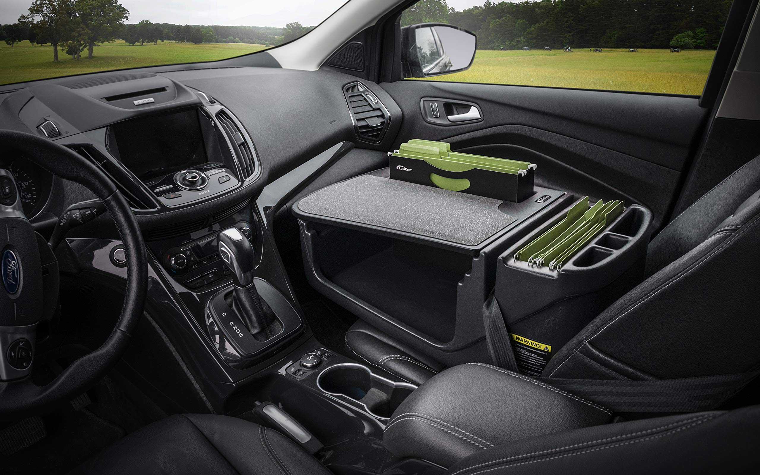 AutoExec AUE27000 Efficiency FileMaster Car Desk - Black Finish - Portable Office Organizer for Professionals & Commuters
