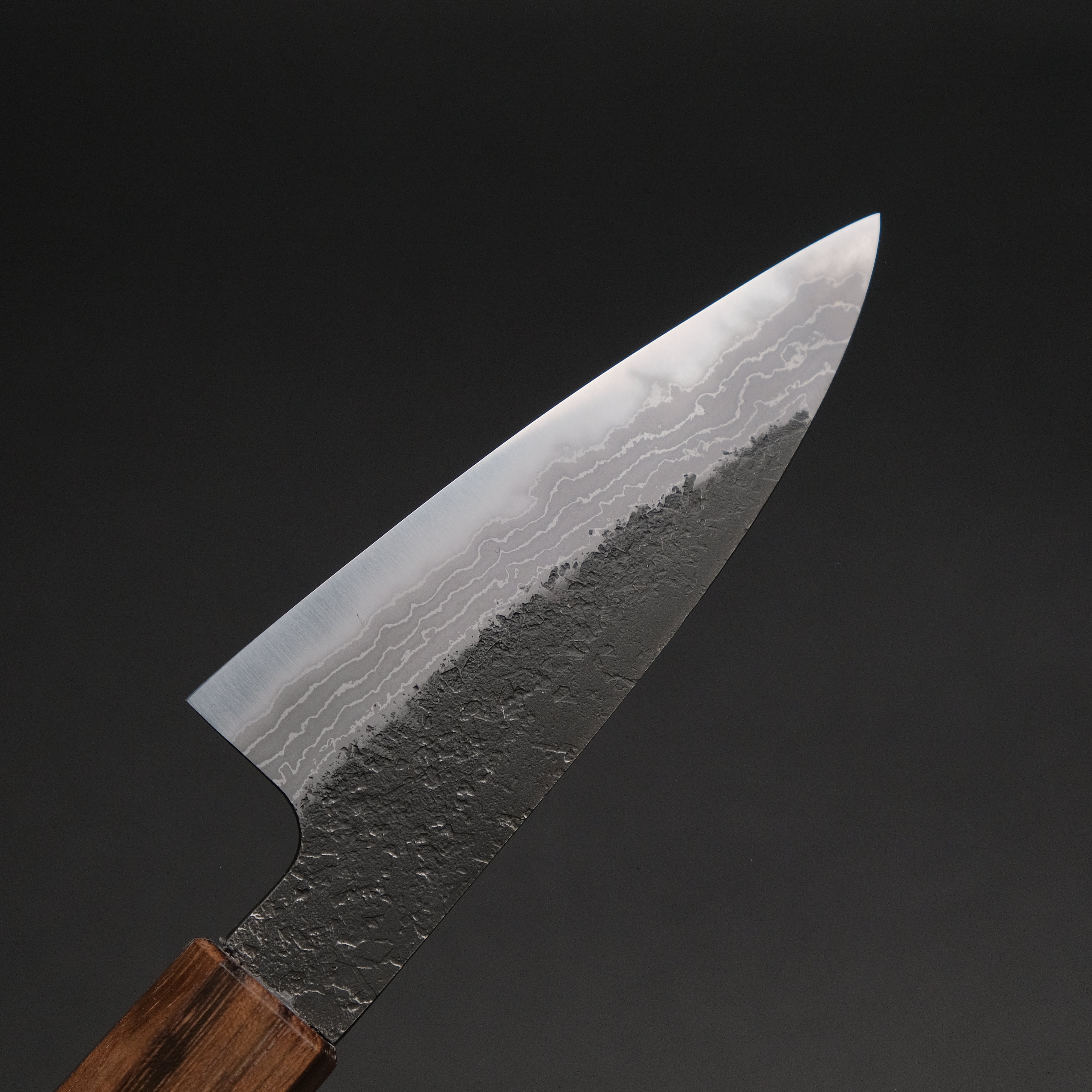 Premium Ajikataya White #2 Nashiji Damascus Petty Knife 85mm - Handcrafted Japanese Kitchen Knife with Obankole Handle (#64) - Perfect for Slicing, Dicing & Precision Cutting Fruits, Vegetables & Boneless Meat