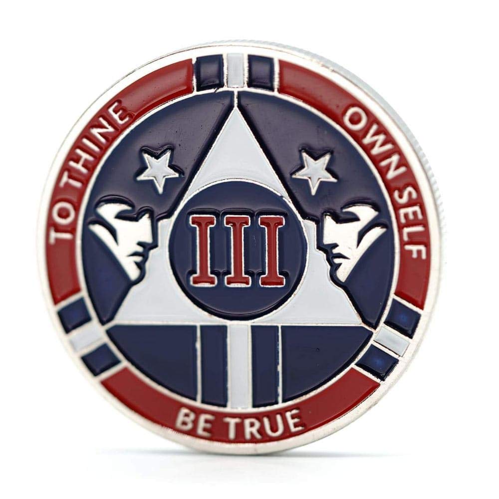 MYRECOVERYSTORE Red & Blue Double Patriot AA Medallion with Coin Capsule - 1 to 50 Years Sobriety Chip for Alcoholics Anonymous | Recovery Anniversary Gift, Meeting Token & Milestone Celebration