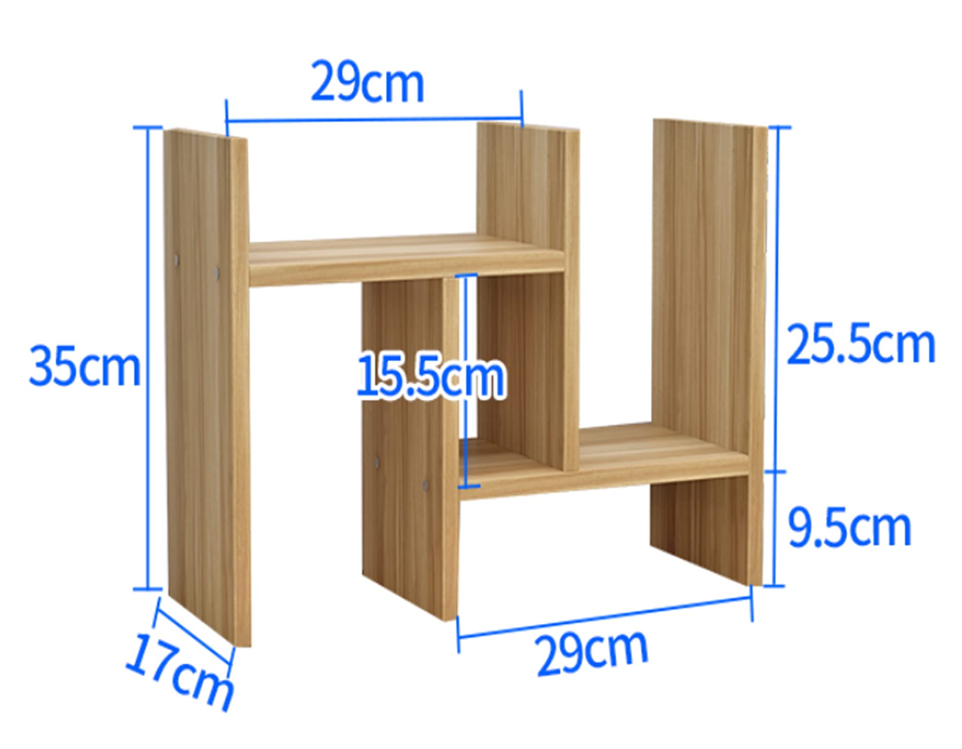 Adjustable Wooden Desktop Bookshelf Organizer - Office Desk Storage Shelf for Books, Files & Supplies - Free Style Display Stand for Home & Office (Brown) - Perfect for Workspaces, Study Rooms & Home Offices