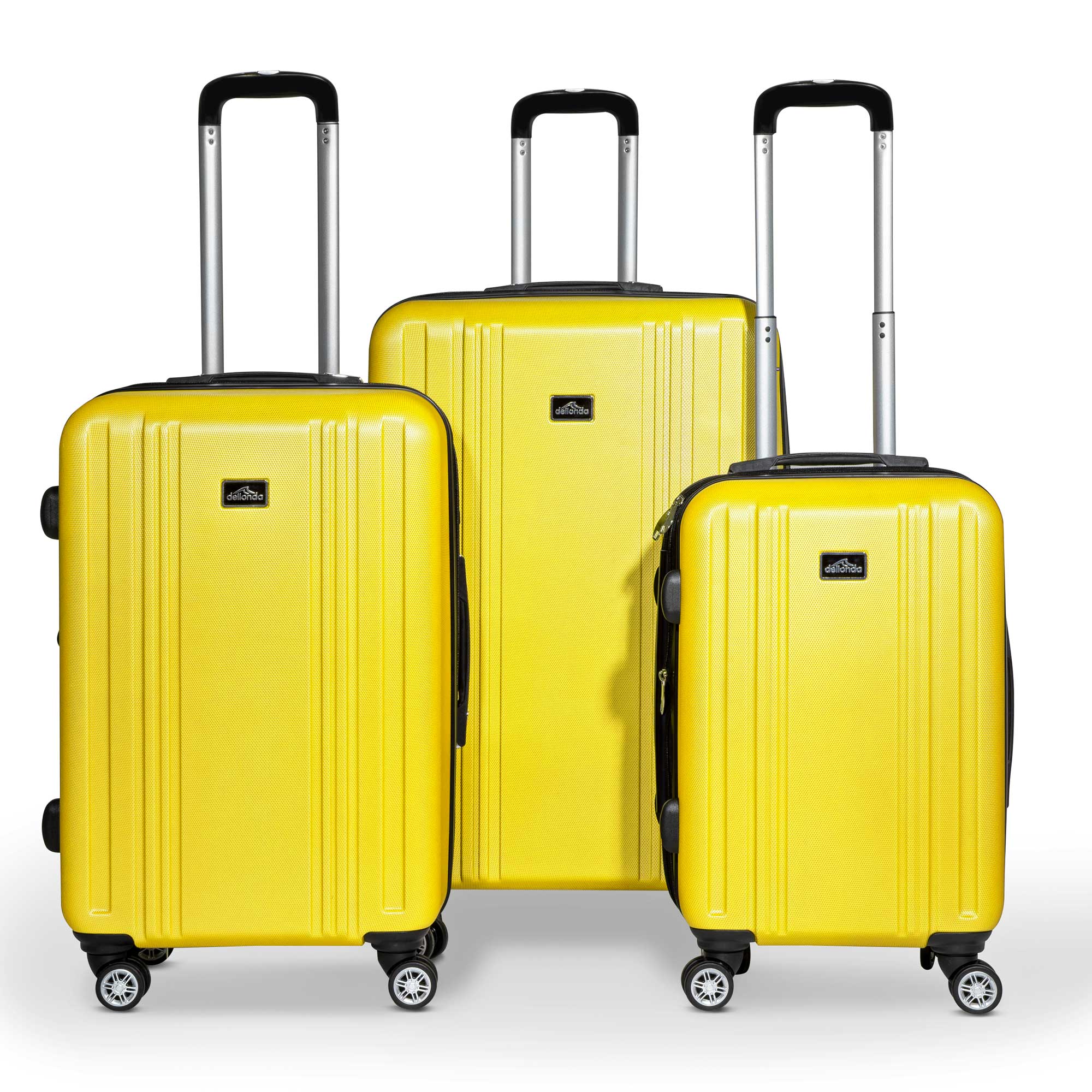 3-Piece Lightweight ABS Luggage Set with TSA Lock - Yellow (DL124) - Perfect for Travel, Business Trips & Vacations
