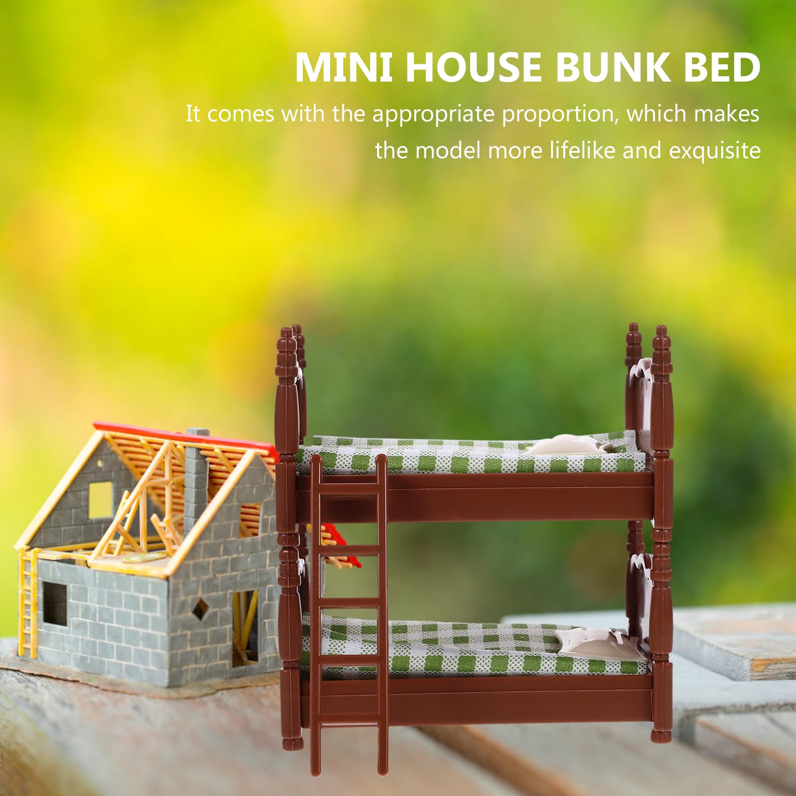 Zerodeko 1:12 Scale Dollhouse Bunk Beds Set with Ladder - Miniature Wooden Bunk Bed Furniture for Doll House Decor - Perfect for DIY Dollhouse Projects, Kids Playrooms & Collectors Display