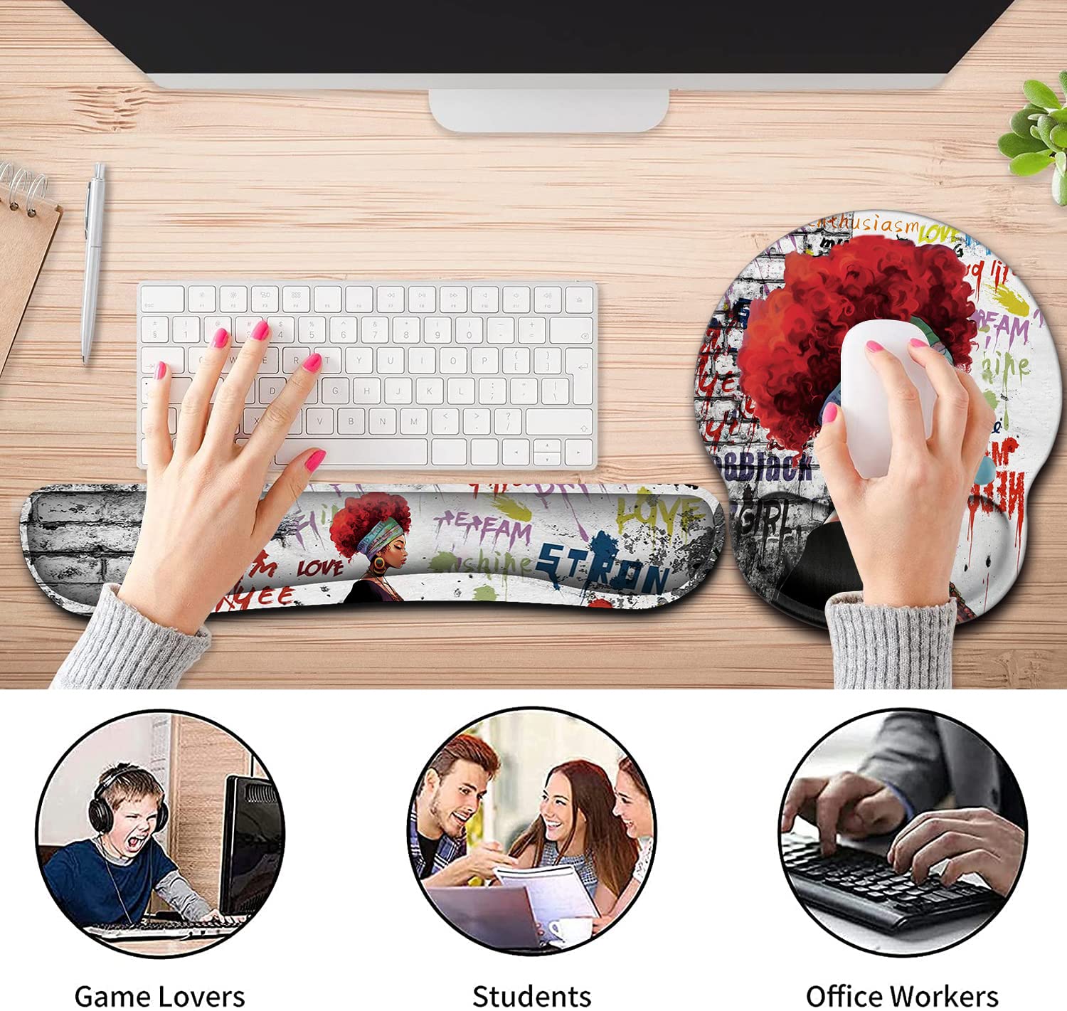 Ergonomic Mouse Pad with Wrist Support Gel & Keyboard Wrist Rest Set for Laptop, Mac, PC - Gaming & Office Use - Pain Relief & Comfort - Durable Non-Slip Design + Bonus Coaster (Perfect for Long Work Hours & Gaming Sessions)