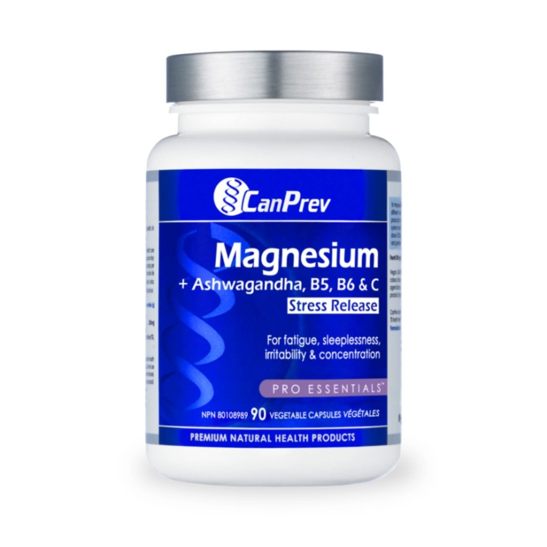 Canprev Magnesium Stress Release Supplement - 90 Vegan Capsules for Relaxation, Sleep & Muscle Support - Perfect for Stress Relief & Daily Wellness