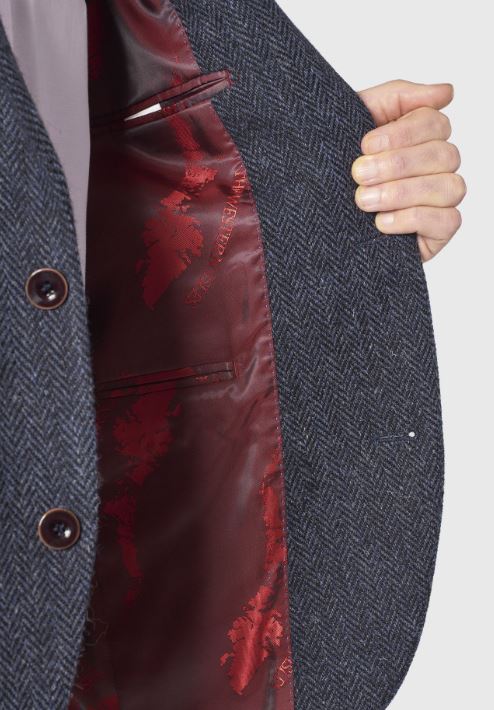 Stranraer Harris Tweed Sports Jacket - Navy Herringbone Tweed Jacket for Men | Classic British Style for Outdoor Activities & Formal Events