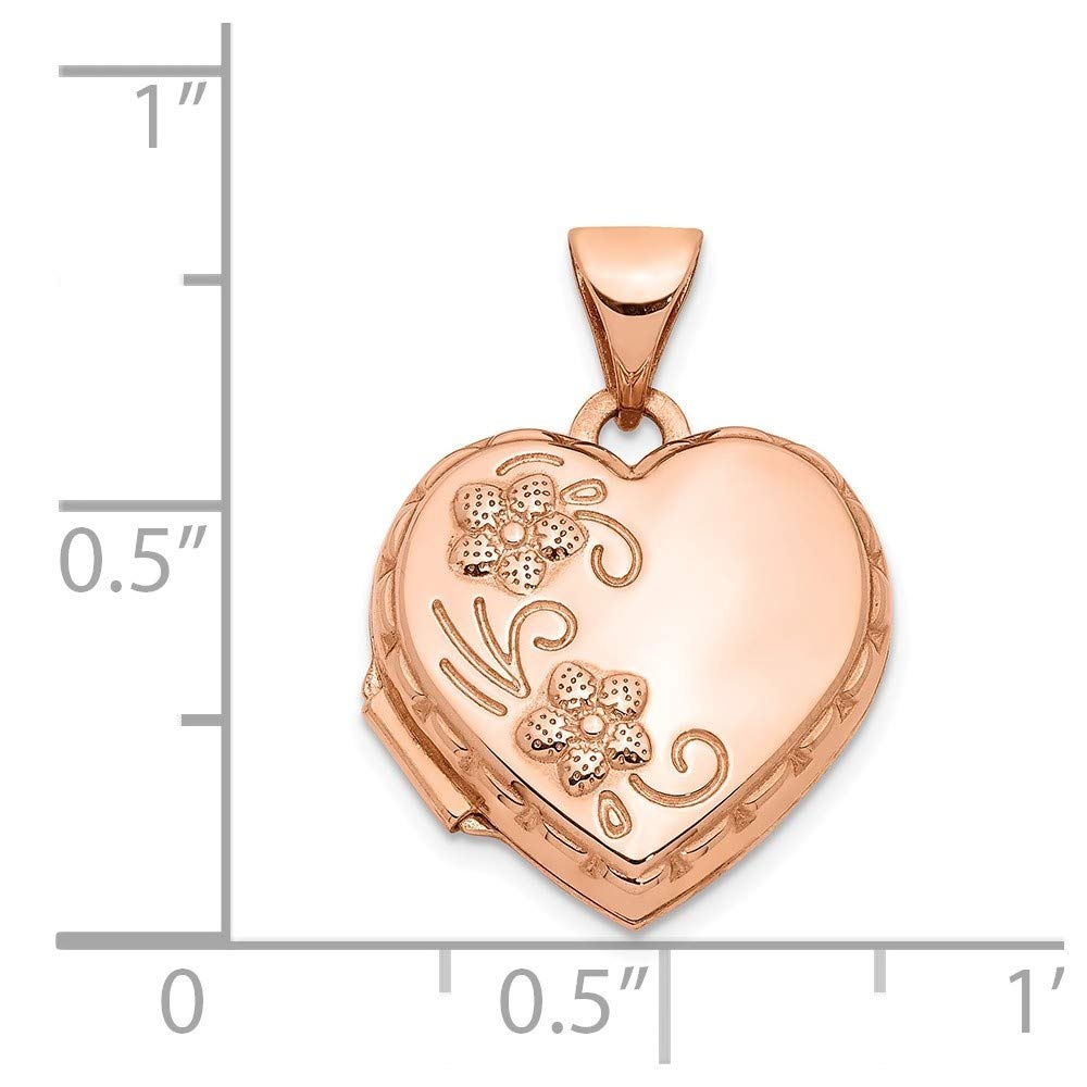 Roy Rose Jewelry - 14K Rose Gold 15mm Domed Heart Locket Pendant Necklace for Women, Gift for Her, Valentine's Day, Anniversary & Special Occasions