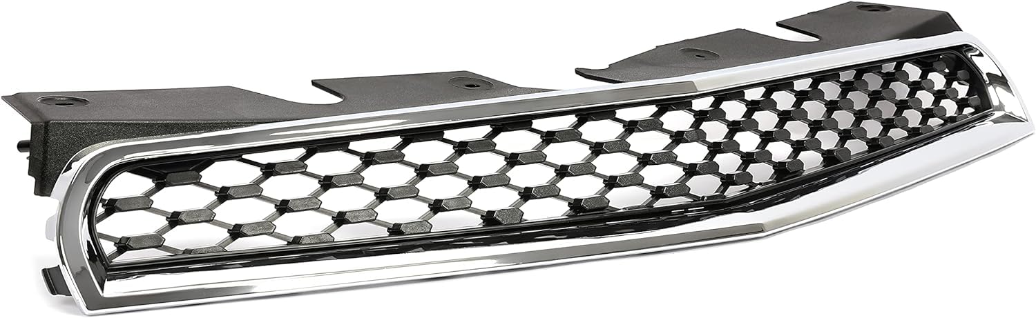 KUAFU Front Upper Grille Compatible with 2010-2015 Chevy Chevrolet Equinox - Replacement for 25798744 & GM1200622 - Black Chrome Grill - Perfect for Car Upgrades & Auto Body Repair
