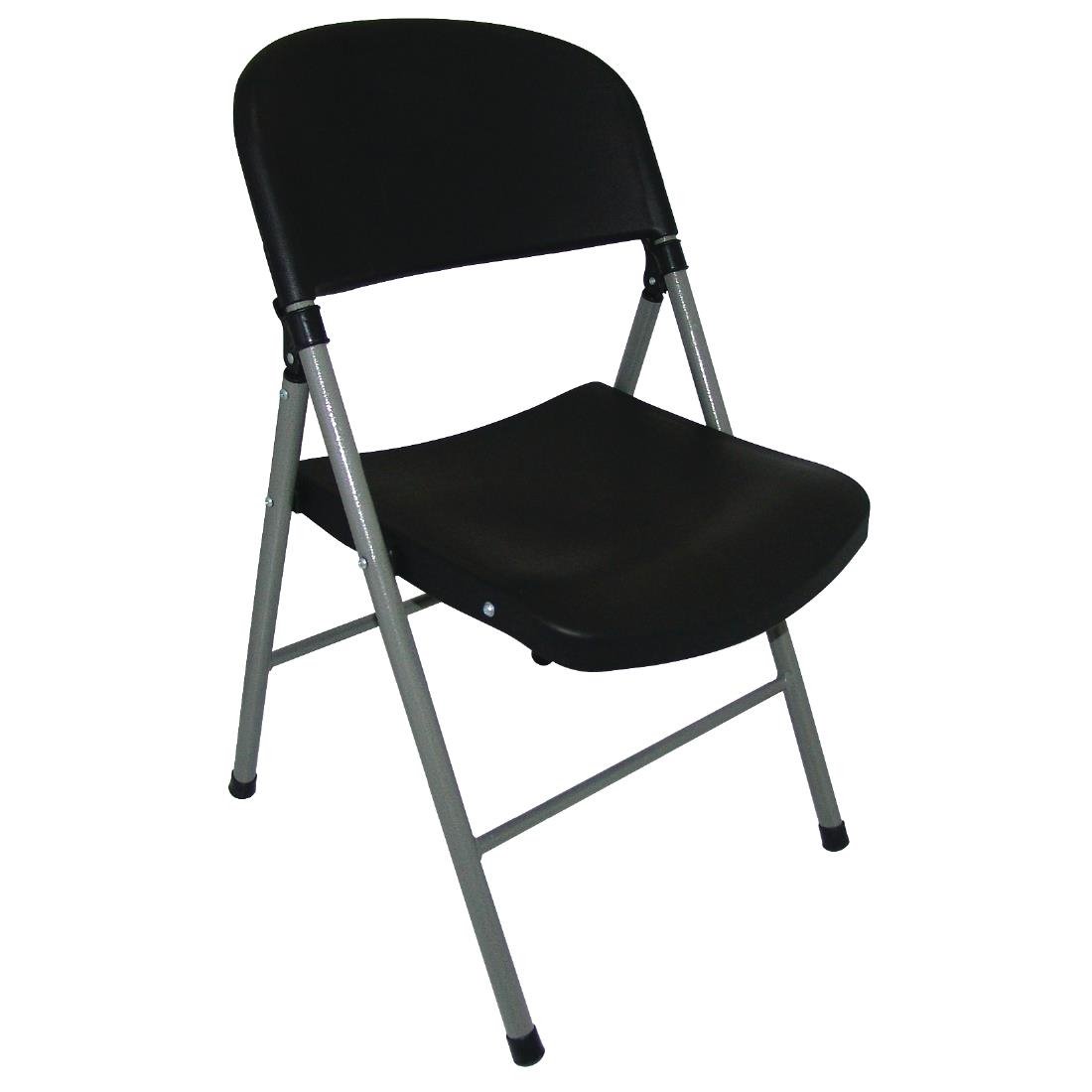 Bolero Foldable Utility Chairs Black (Set of 2) - Lightweight Portable Folding Chairs for Outdoor Camping, Picnics, Beach, and Indoor Events